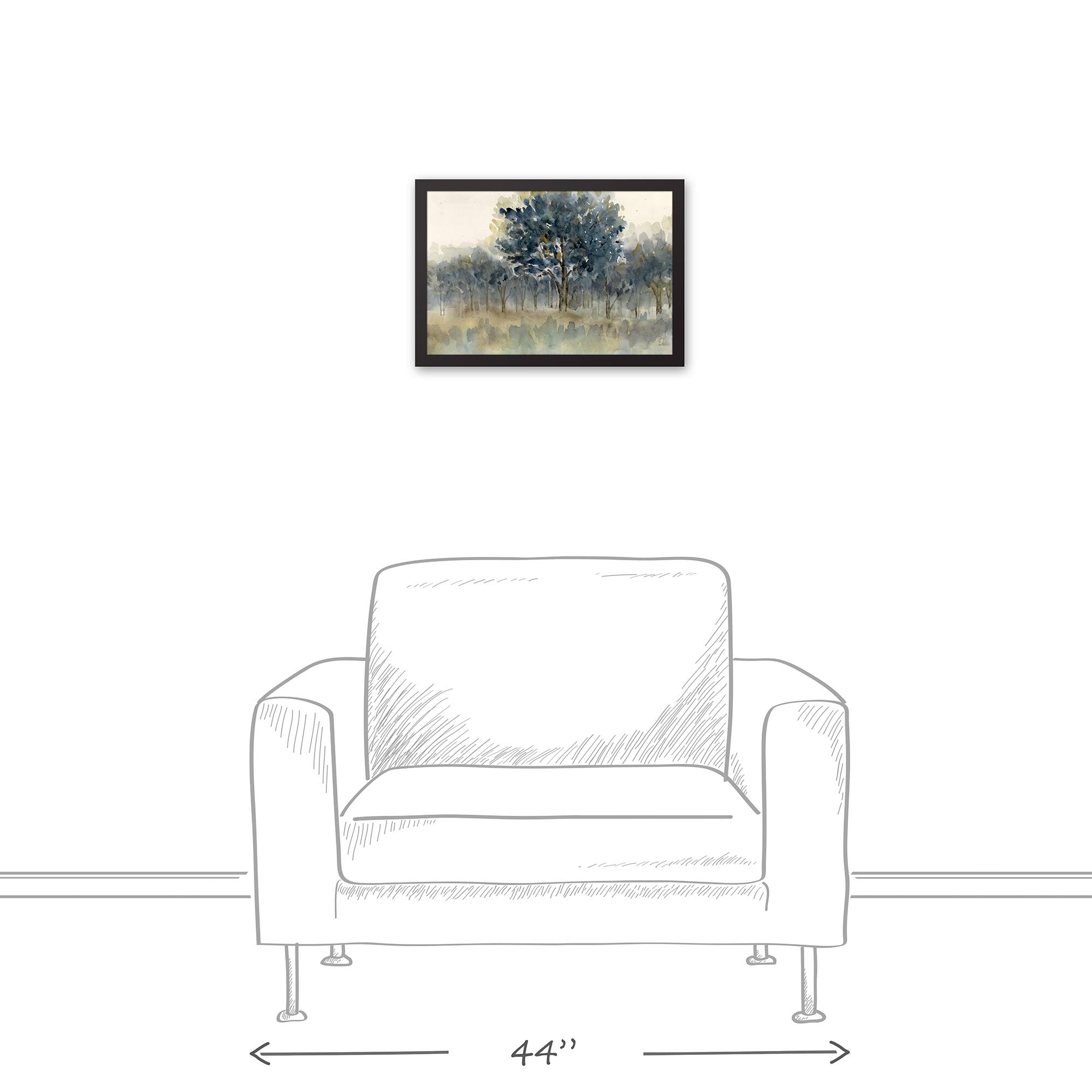 Watercolor Trees Canvas Wall Art in Black Frame