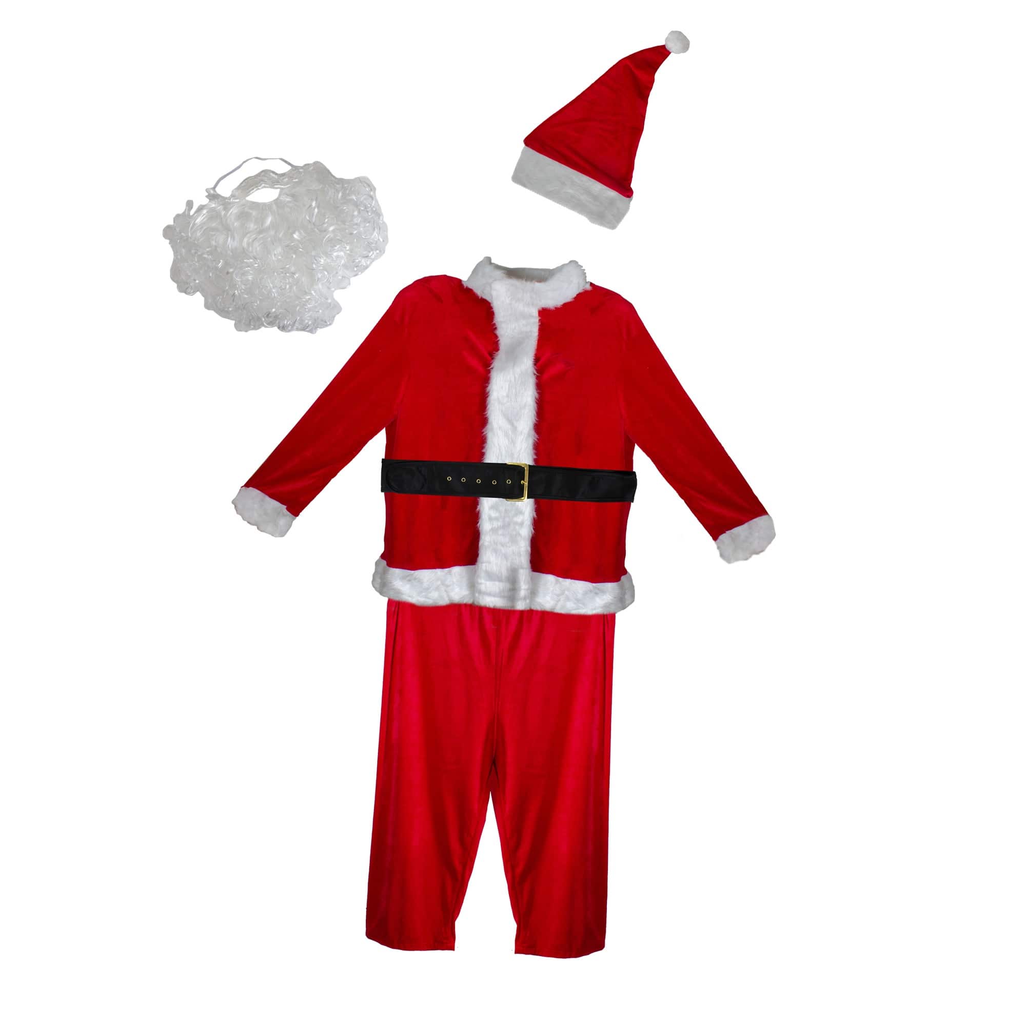 White &#x26; Red Santa Claus Men&#x27;s Plus Size Christmas Costume Set