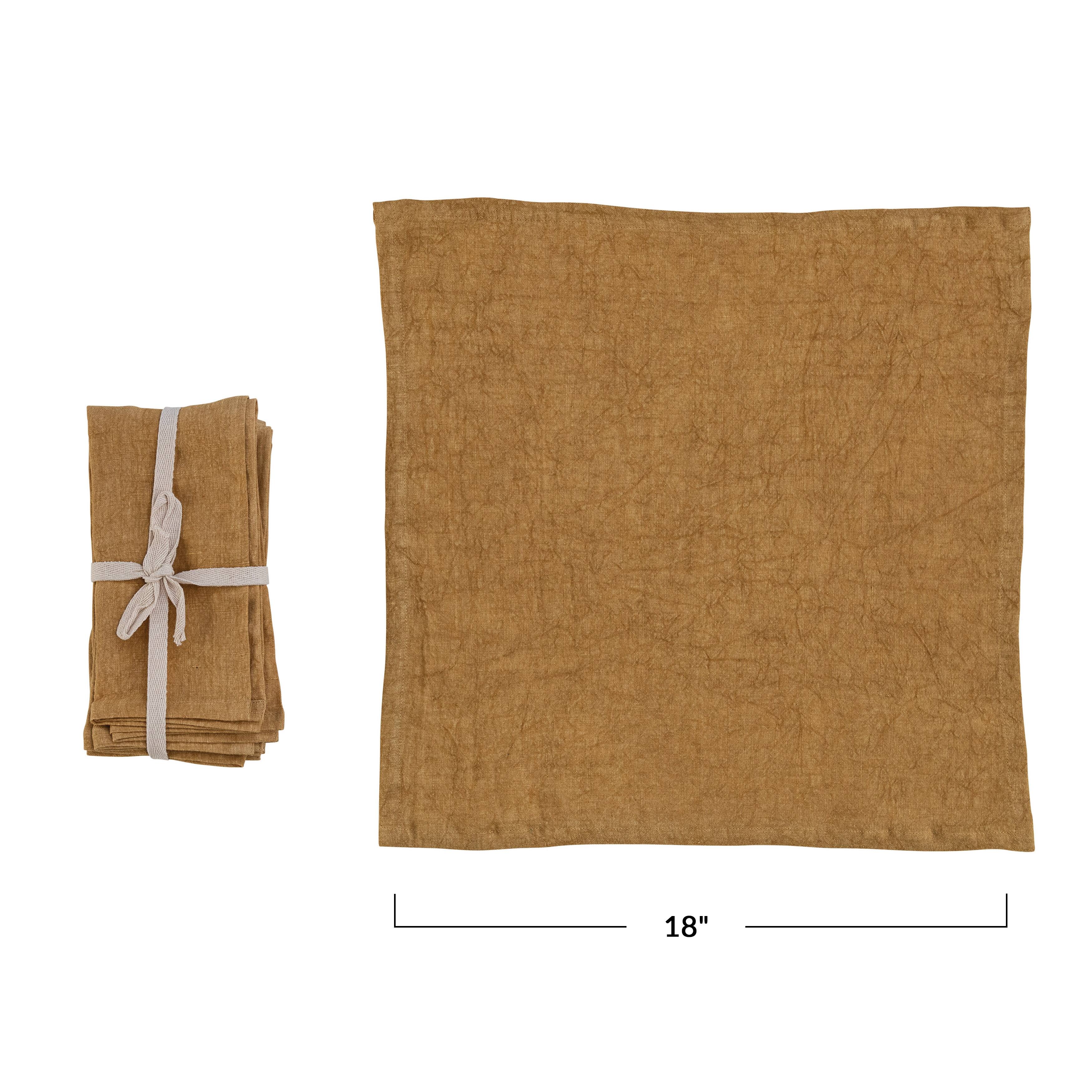 Hello Honey&#xAE; 18&#x22; Square Stonewashed Linen Dinner Napkins, 4ct.