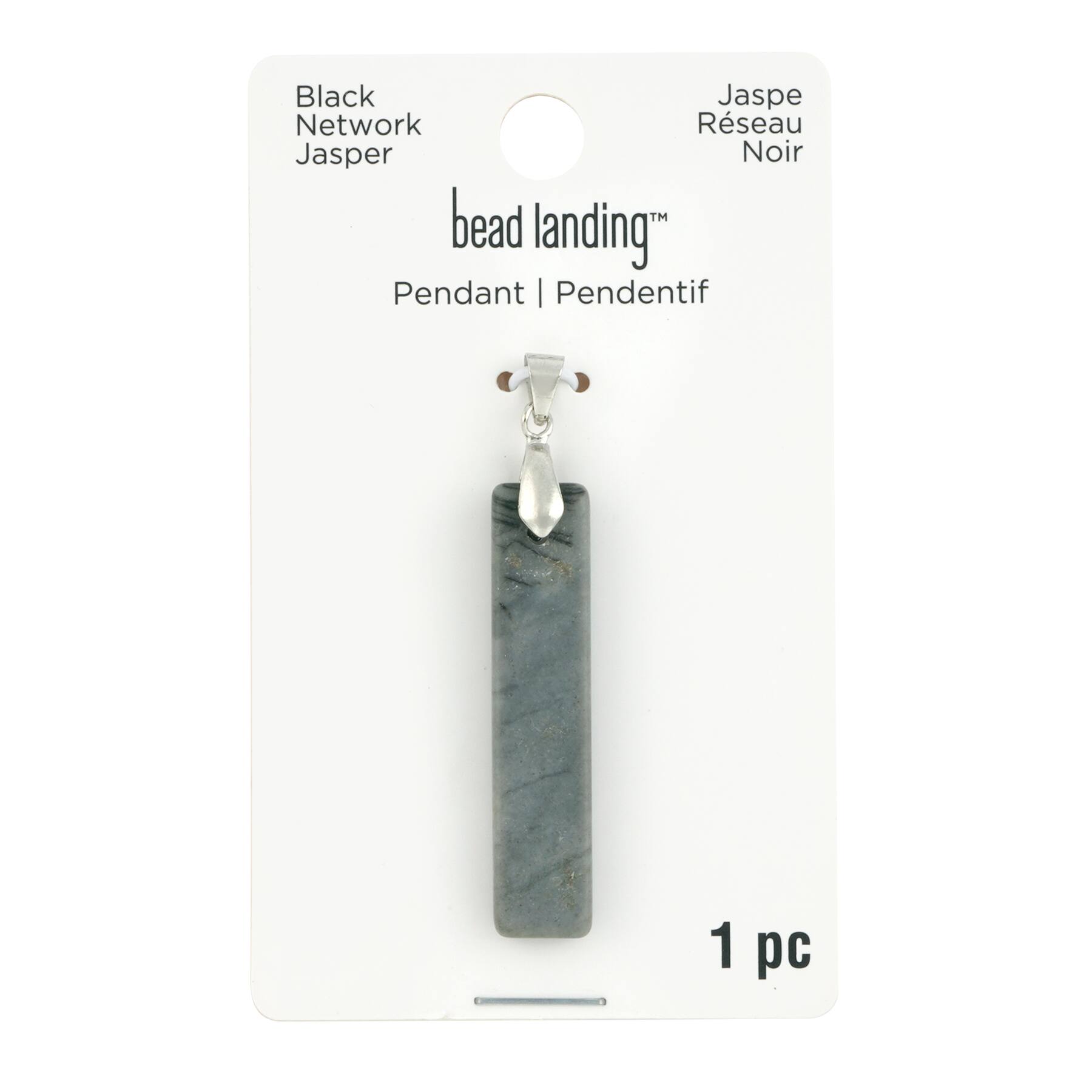 Black Network Agate Rectangle Pendant by Bead Landing™