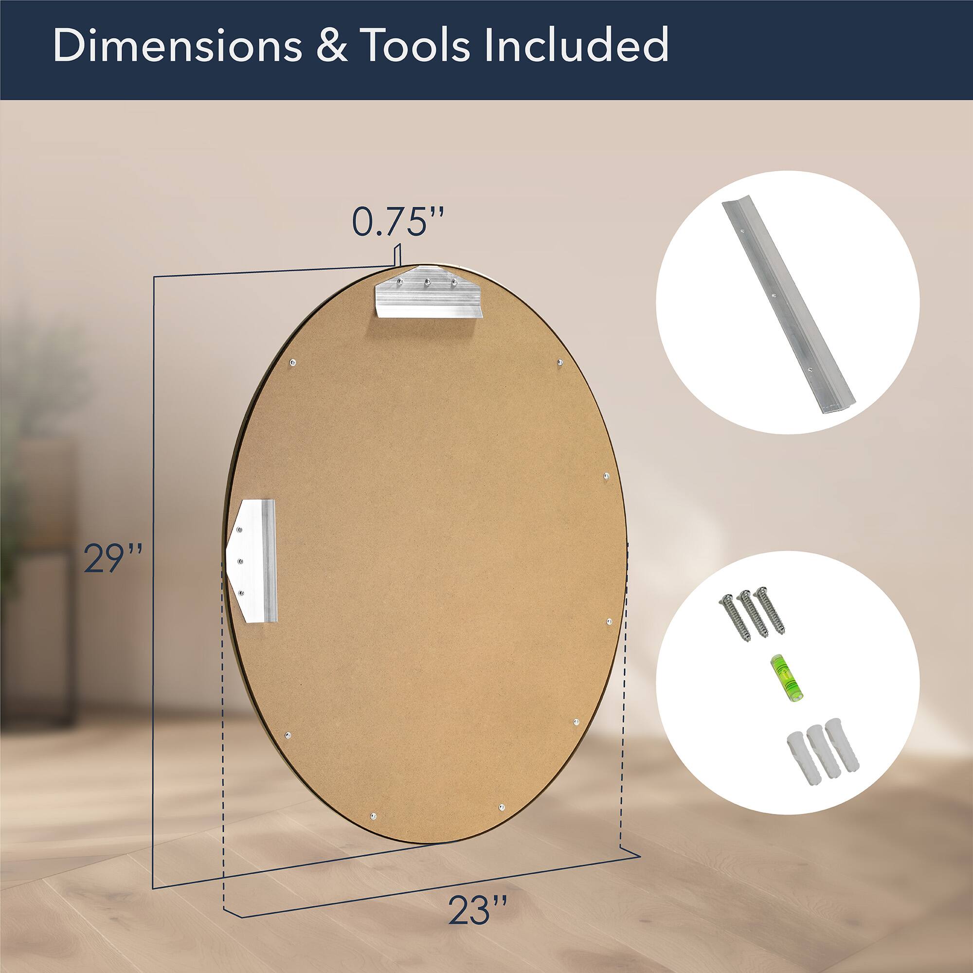 Head West Oval Brushed Gold Metal Framed Bathroom Mirror - 29" x 23"