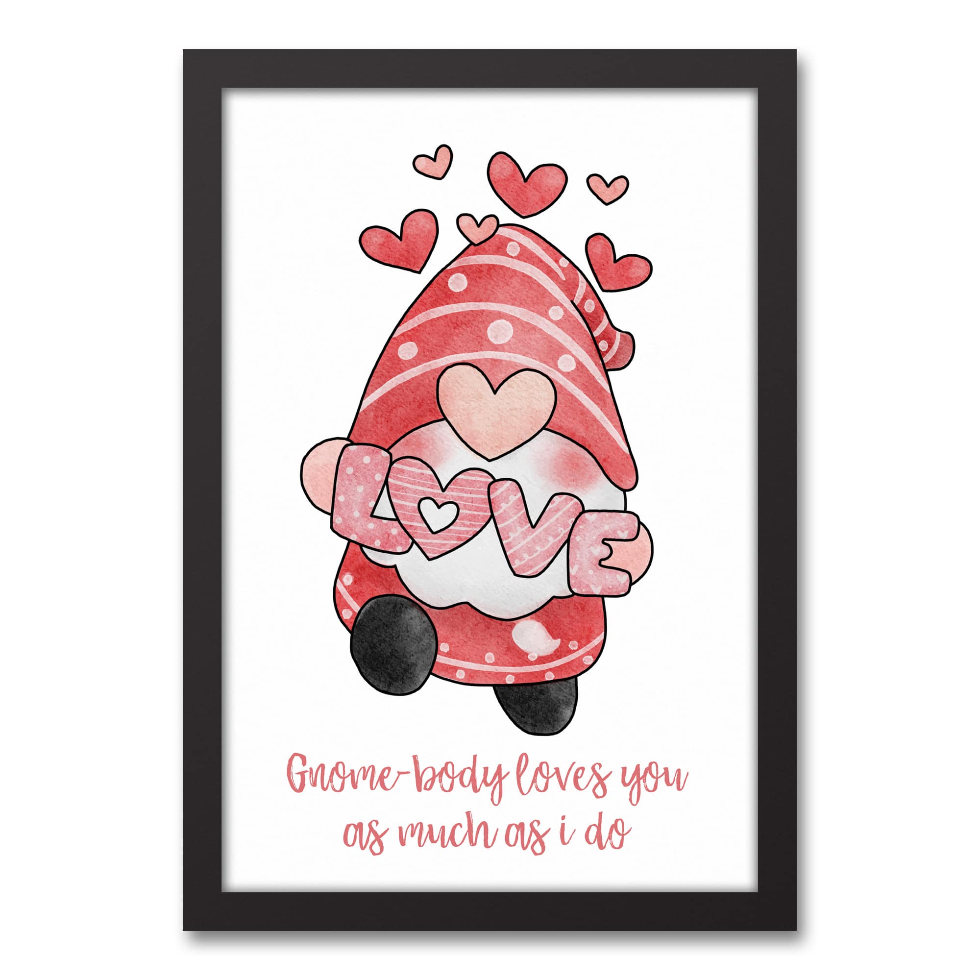 Gnome-body Loves You Like Me 13.73&#x22; x 19.73&#x22; Black Framed Canvas