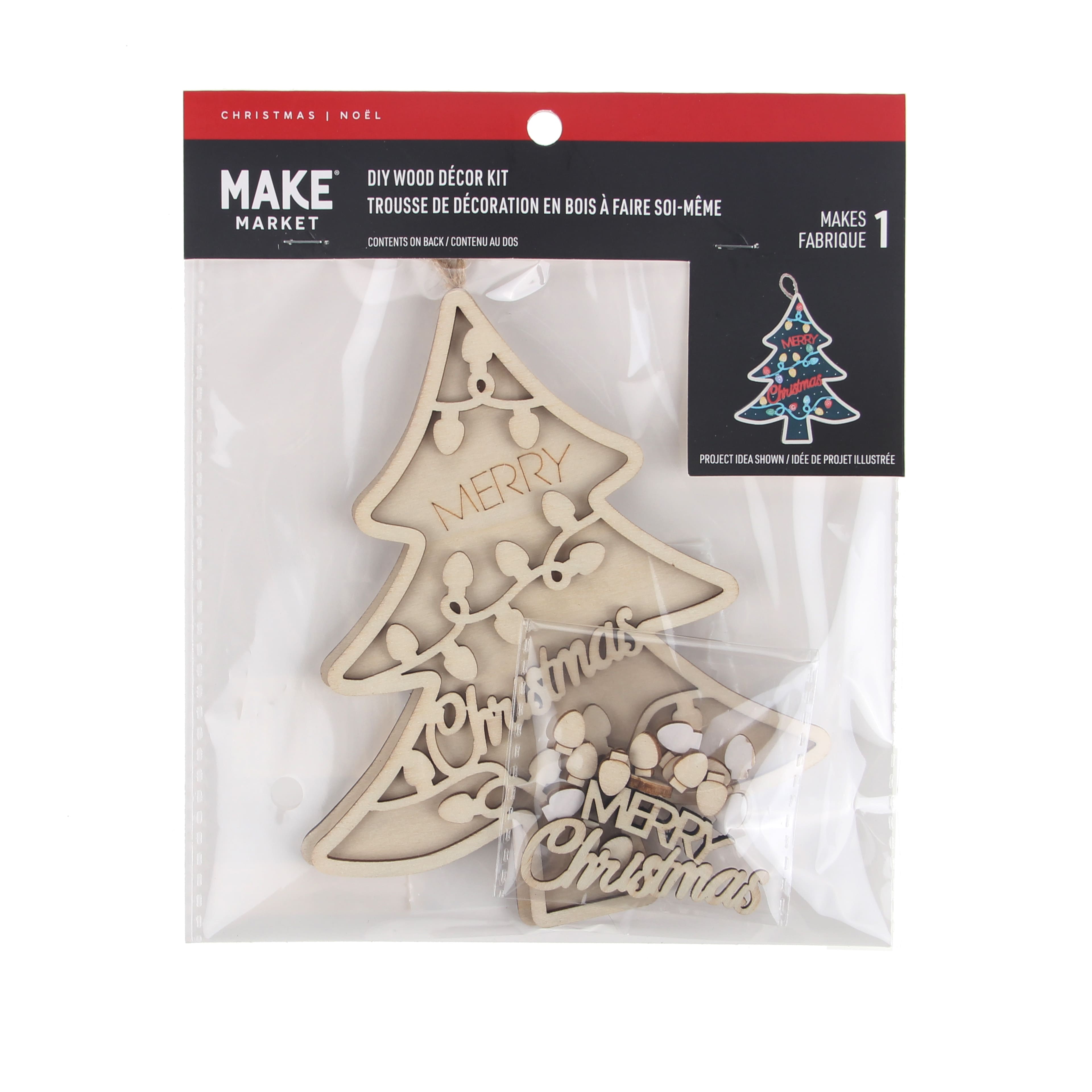 6&#x22; Merry Christmas Tree DIY Wood D&#xE9;cor Kit by Make Market&#xAE;