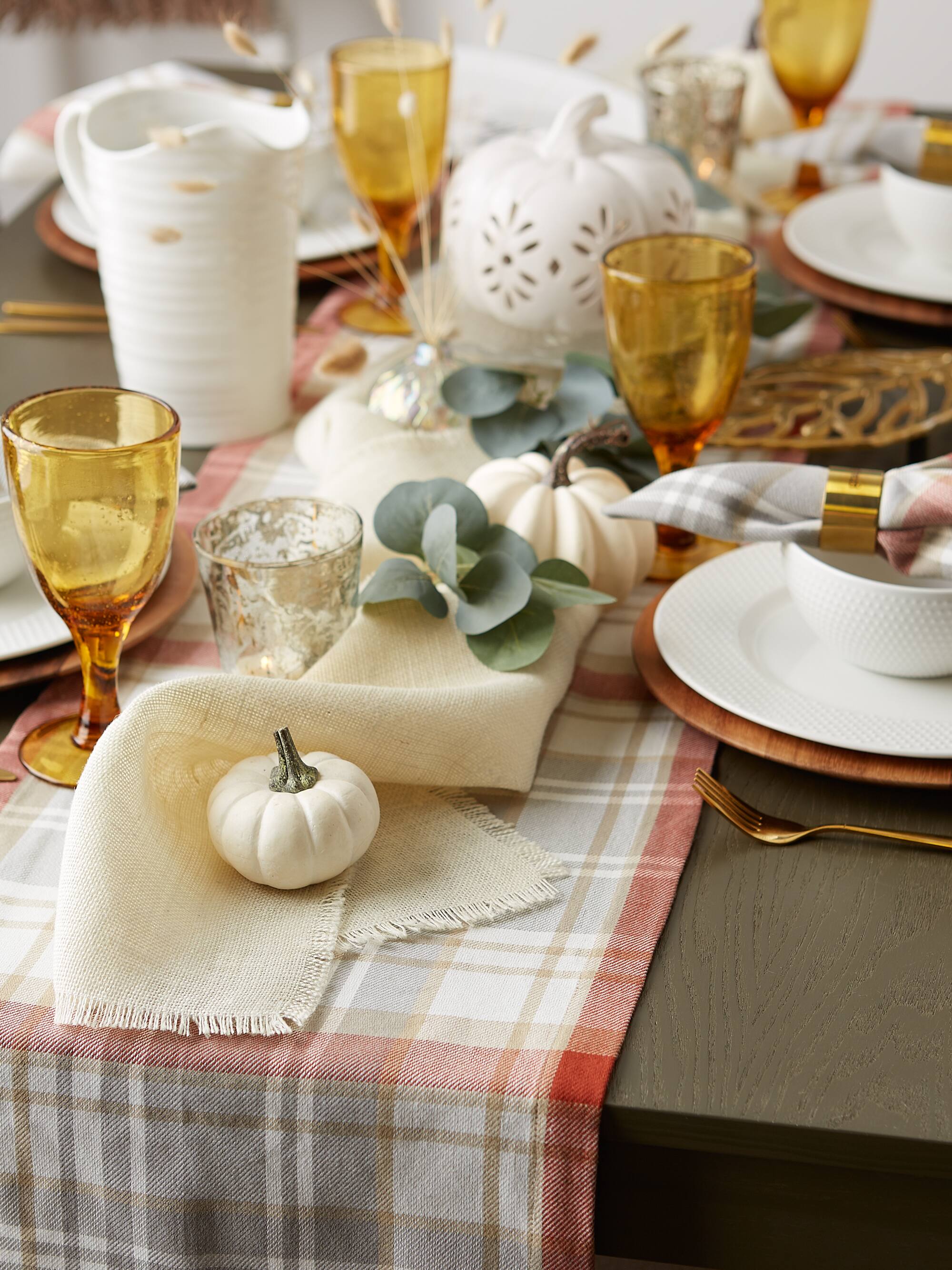 DII&#xAE; 108&#x22; Plaid Thanksgiving Cozy Picnic Table Runner