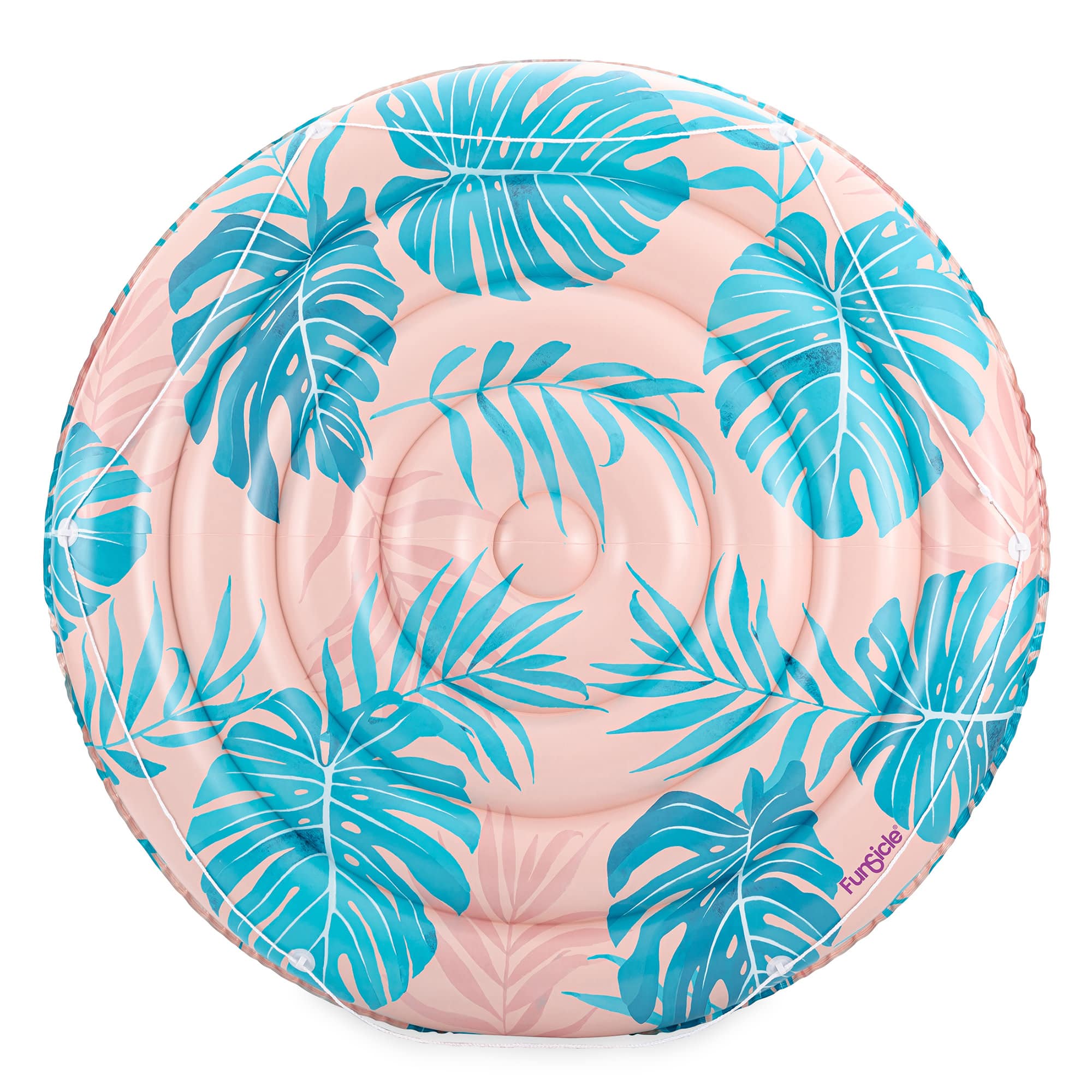 Funsicle 65&#x22; Round Pink &#x26; Blue Palm Island Float Round Inflatable Pool &#x26; Water Lounge