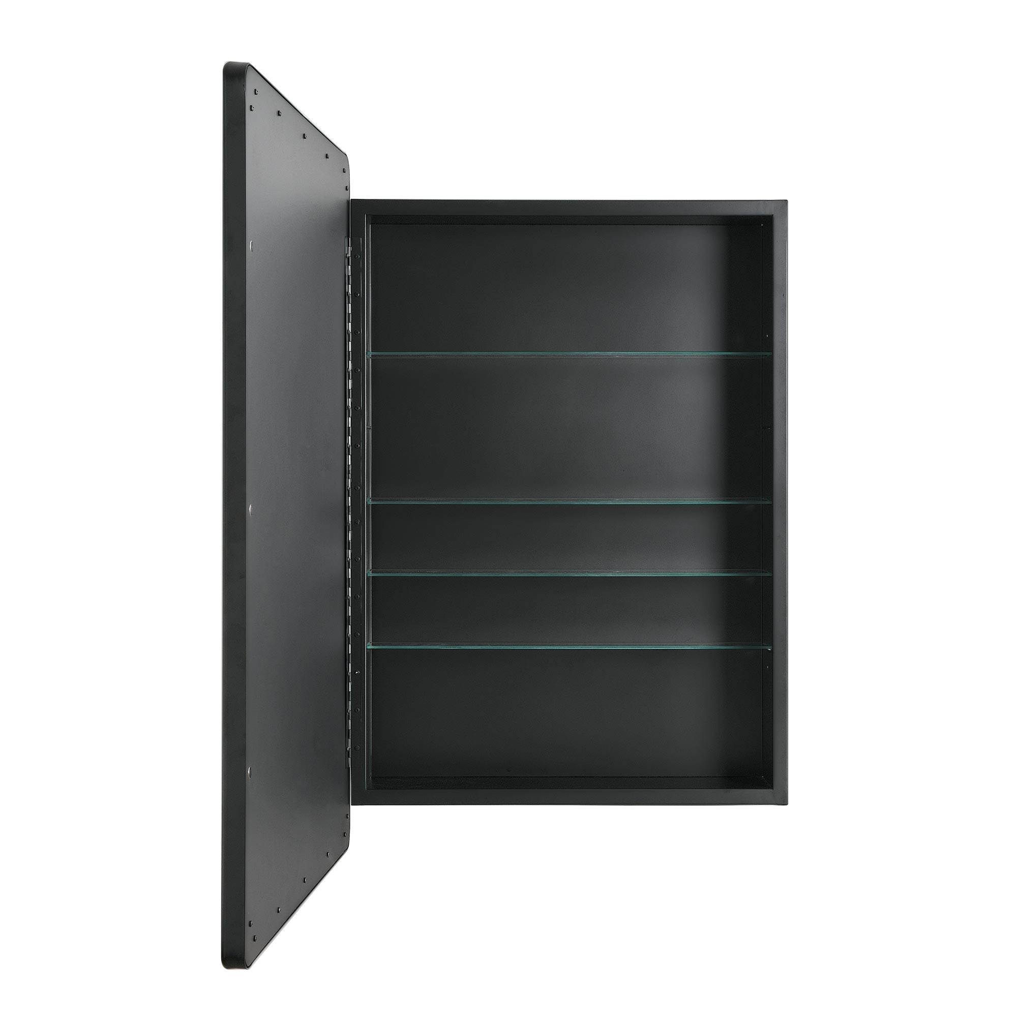 Head West Black Metal Medicine Cabinet with Beveled Mirror