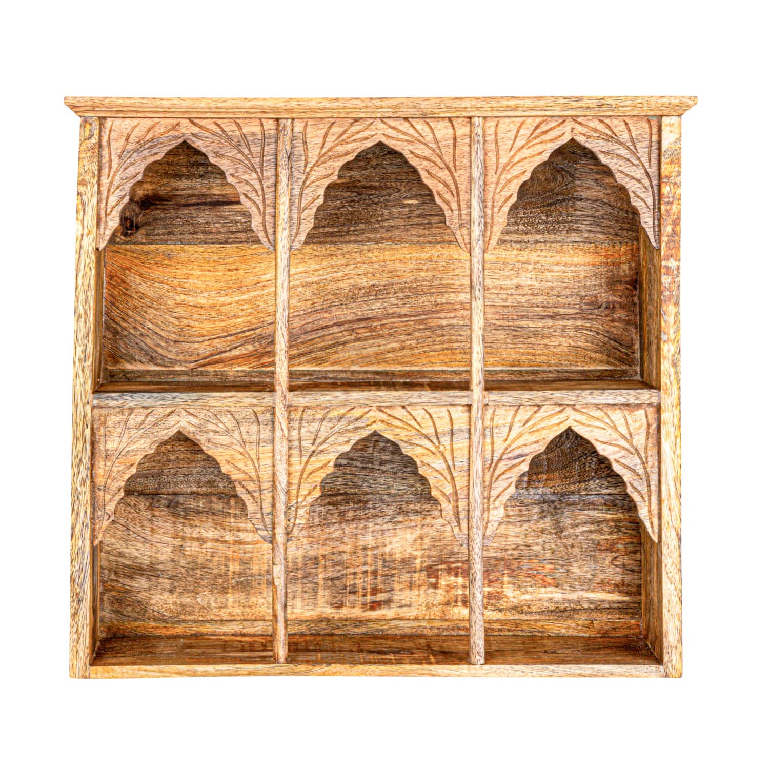 Hello Honey® 20" Carved Natural Mango Wood Shelf