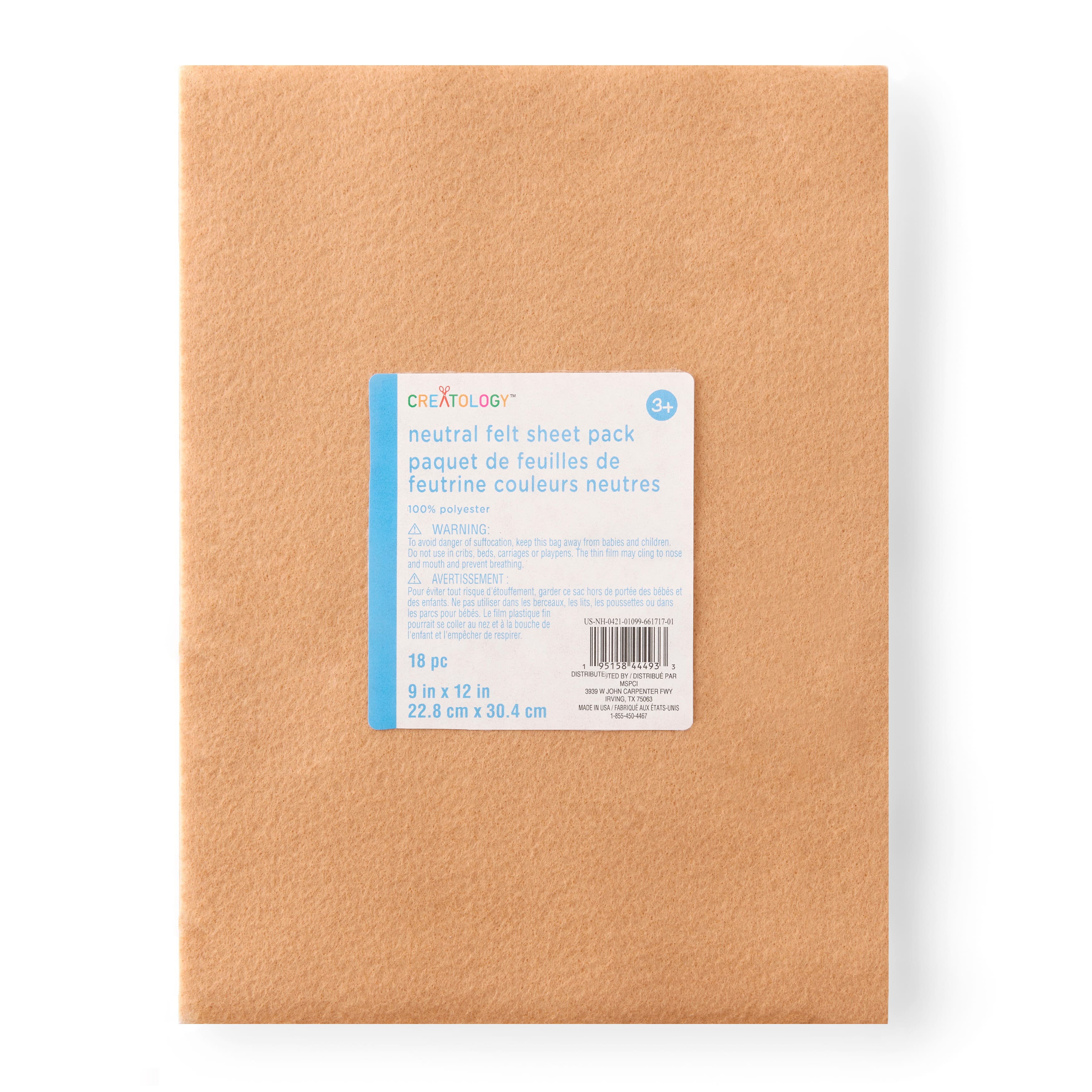 12 Packs: 18 ct. (216 total) 9&#x22; x 12&#x22; Neutral Felt Sheets by Creatology&#x2122;