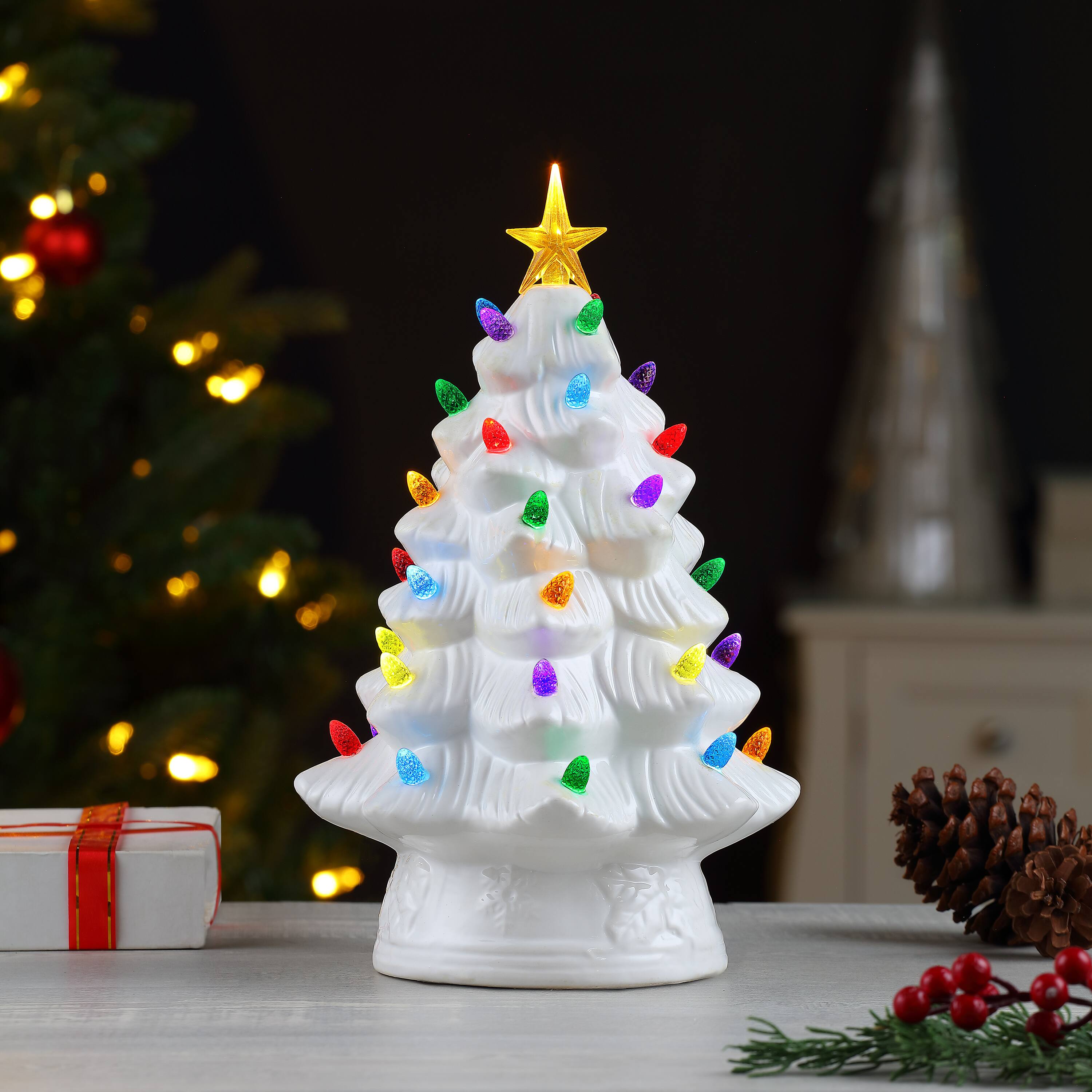 12" White Nostalgic Christmas Tree