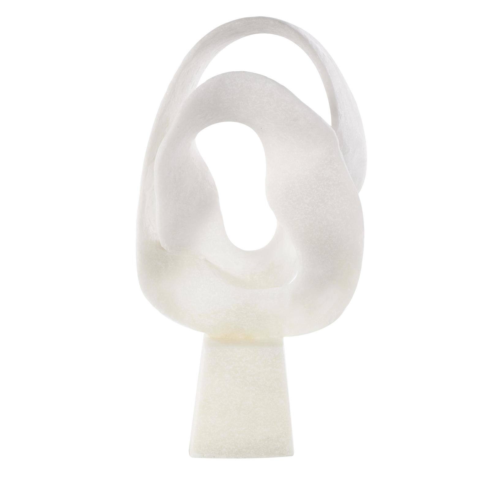 19" White Textured Wave Sculpture with Elevated Base