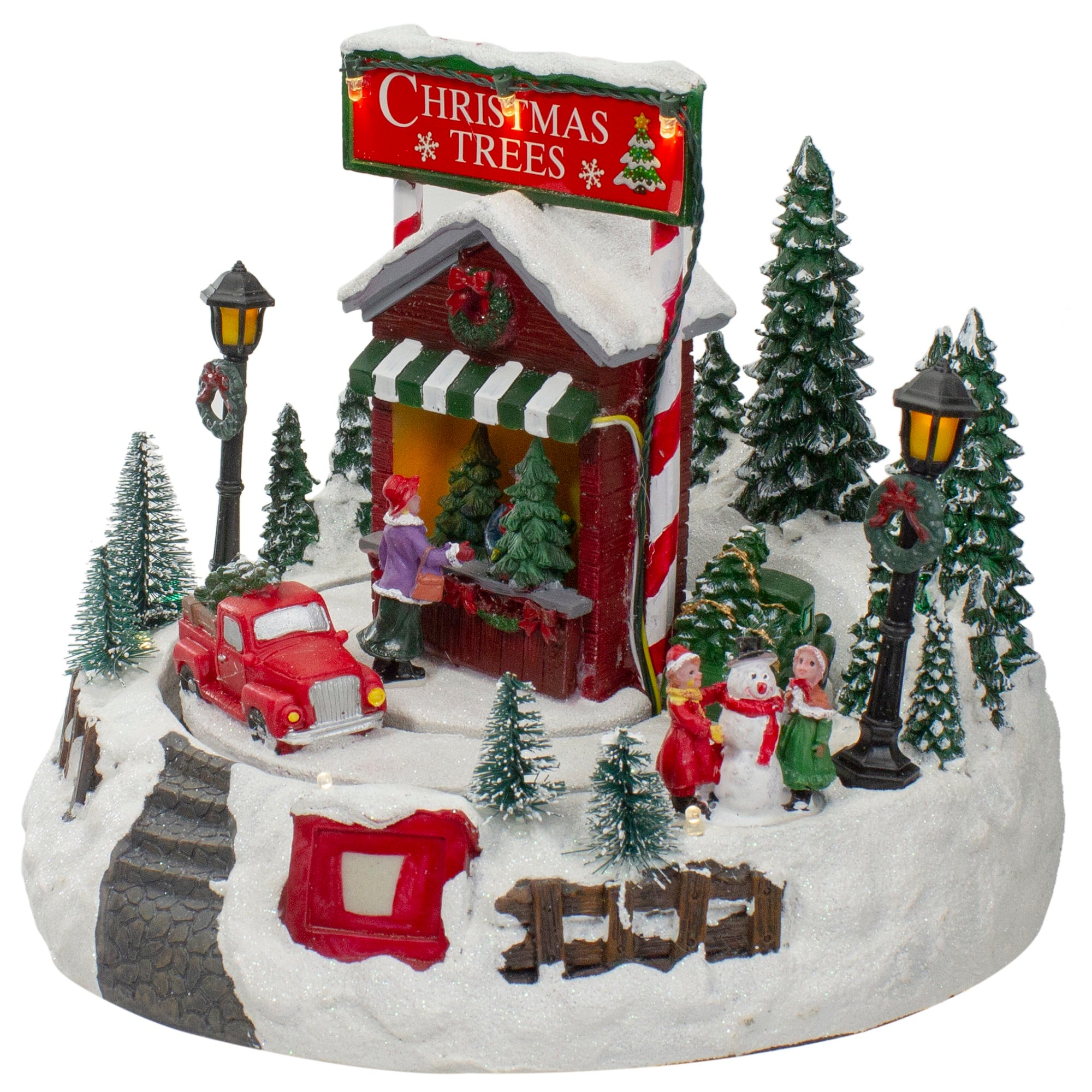 9&#x22; Lighted &#x26; Animated Christmas Tree Farm Winter Scene with Moving Cars