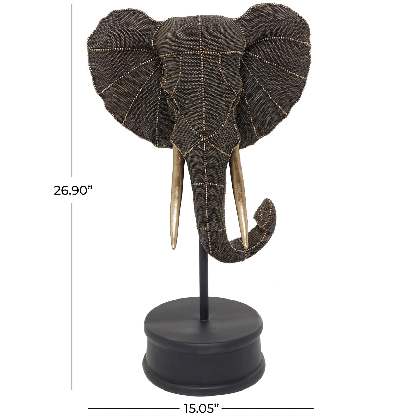 27&#x22; Black Polystone Elephant Sculpture