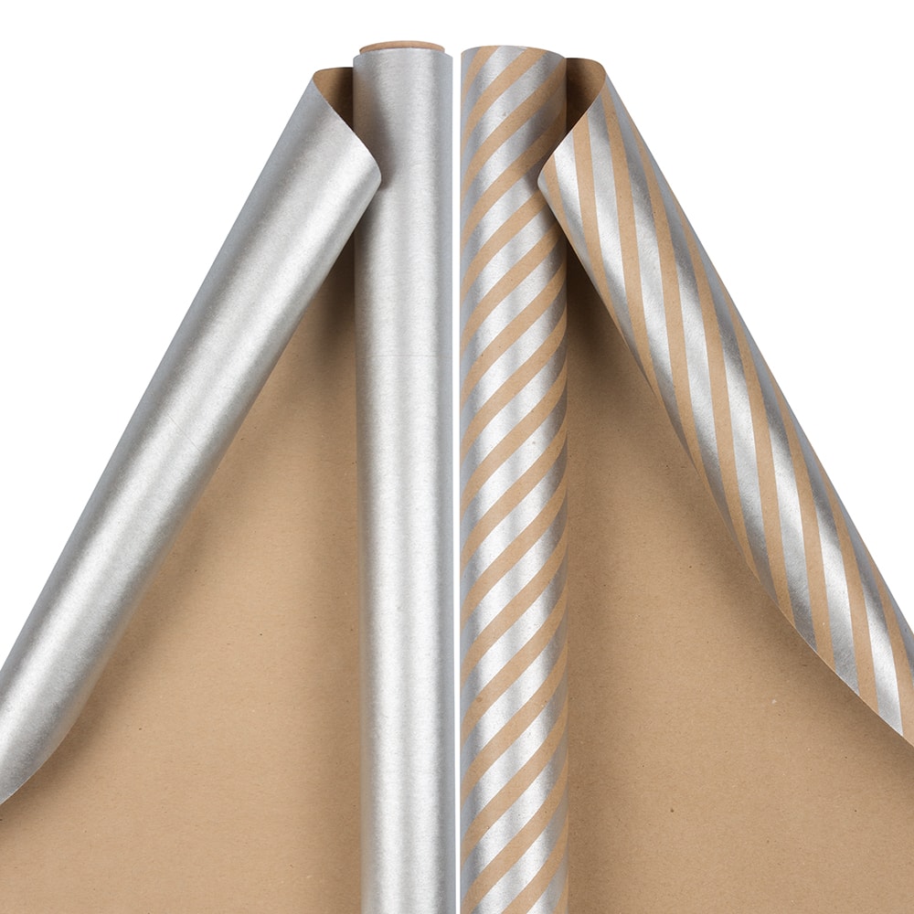 JAM Paper Stripes &#x26; Solids Combo Gift Wrap Set