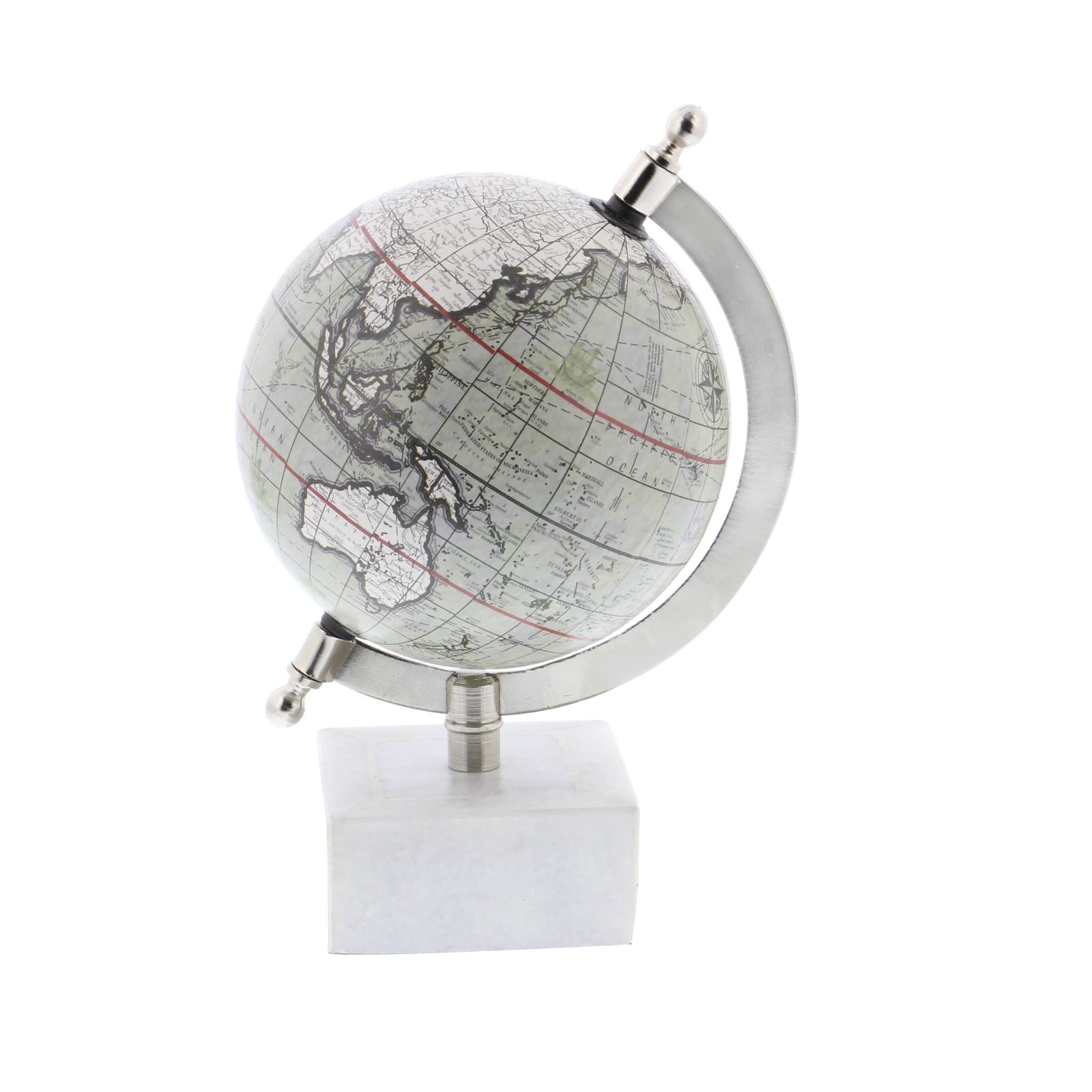 9" White Ceramic & Metal Contemporary Globe