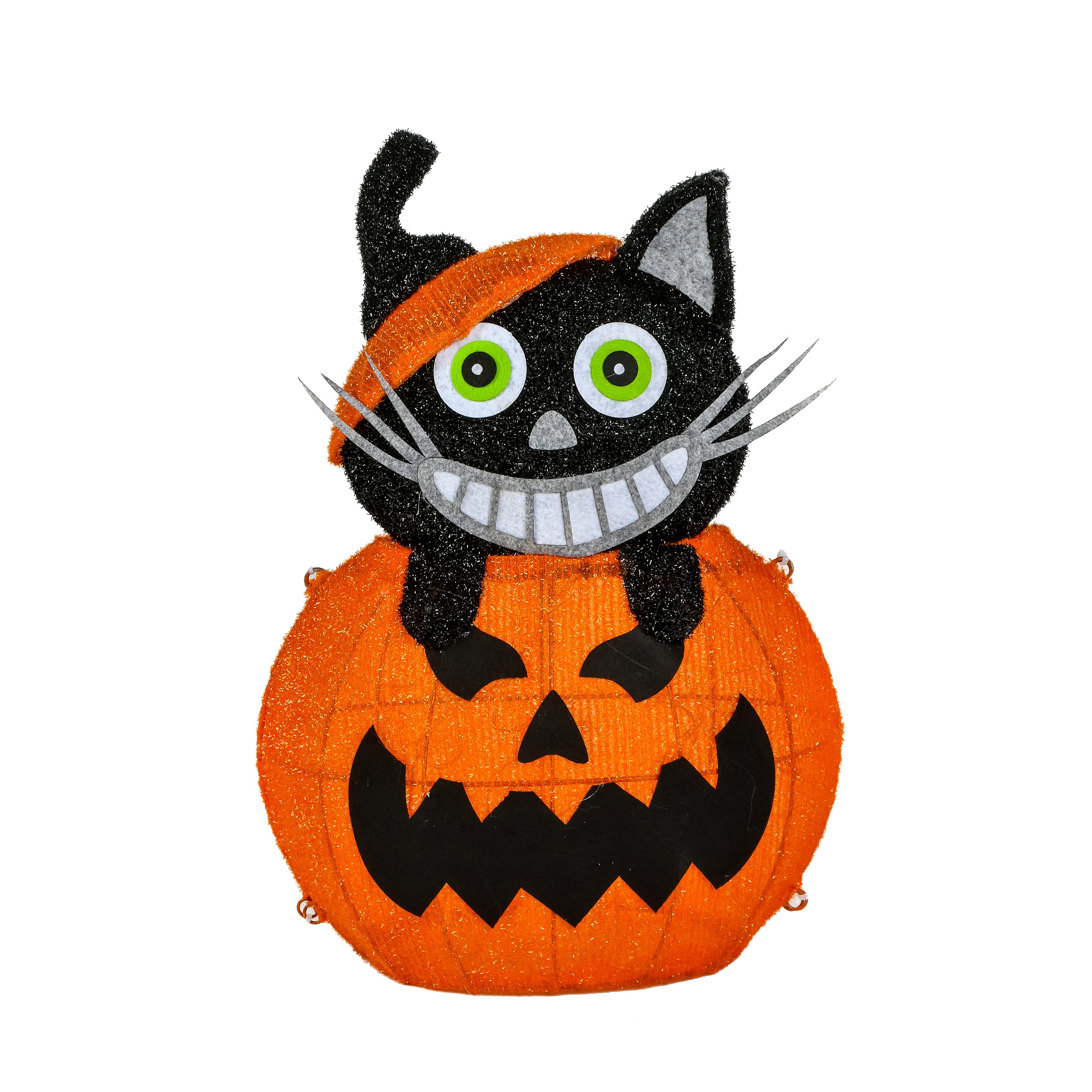 23&#x27;&#x27; Pre-Lit Pumpkin and Black Cat Halloween D&#xE9;cor