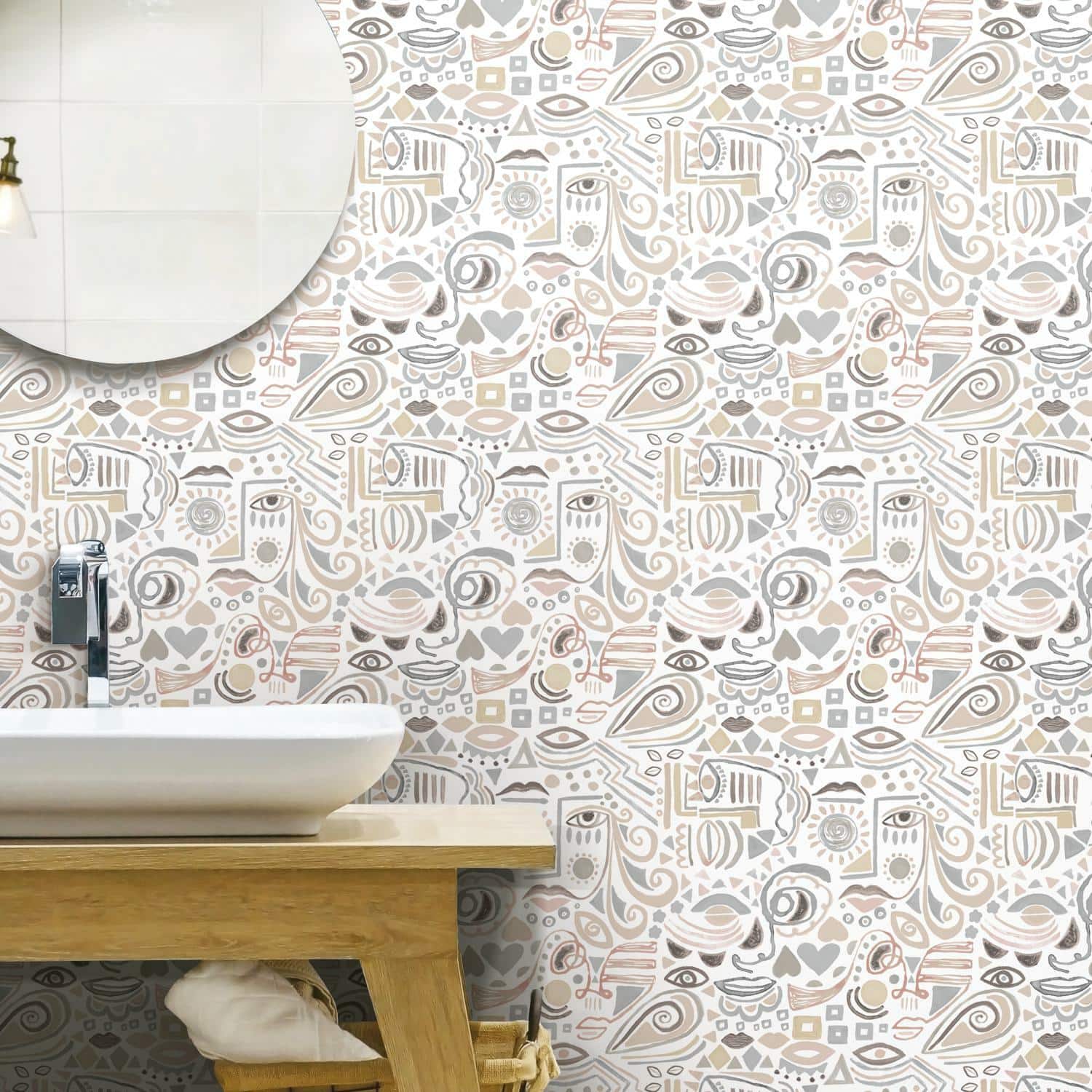 RoomMates Mod Faces Peel &#x26; Stick Wallpaper