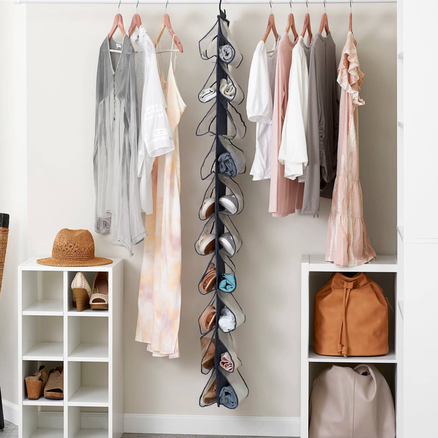 Household Essentials 59.75" Denim Cotton Blend & Plastic Over-the-Door 20 Pocket Shoe Organizer