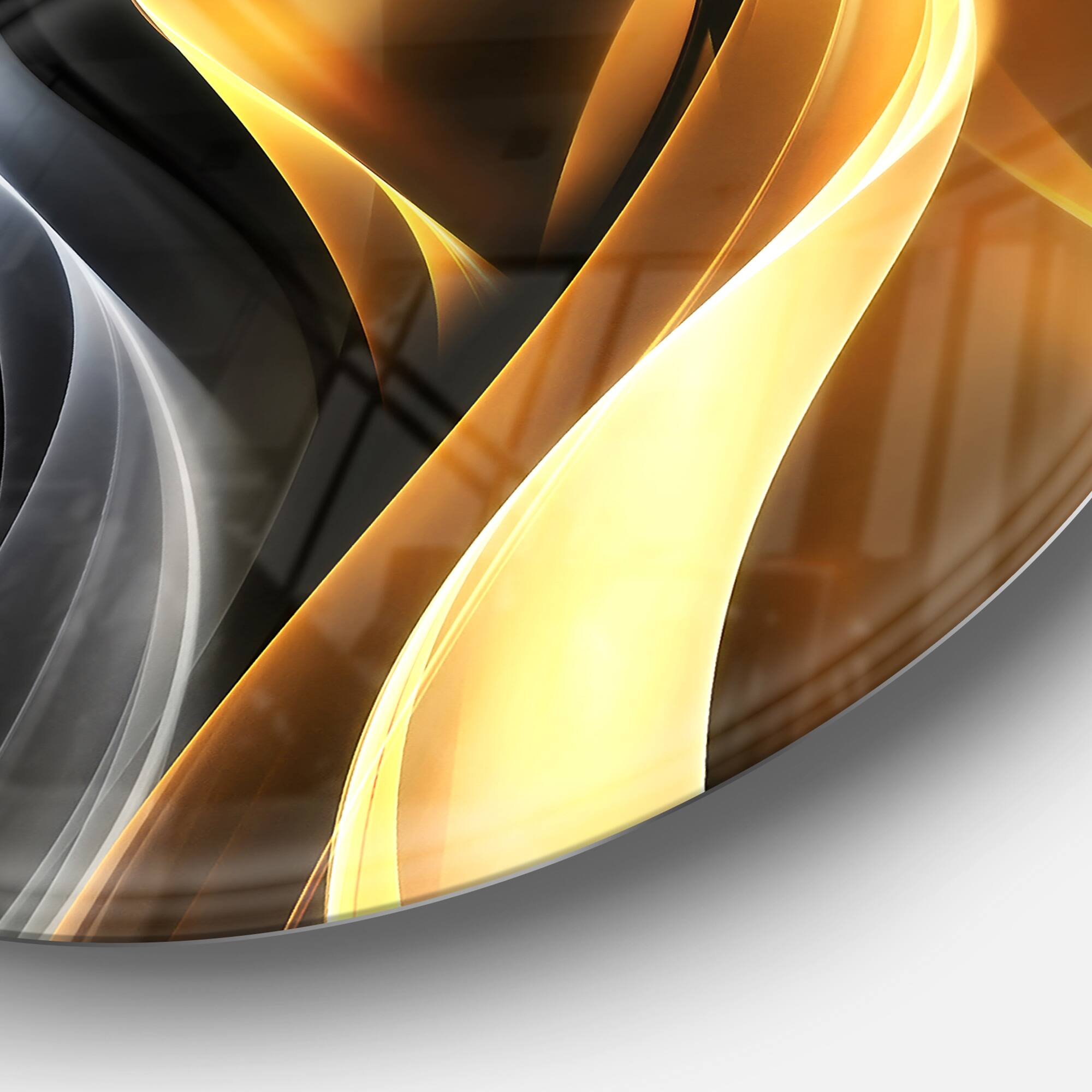 Designart - Brown White Light Art&#x27; Abstract Circle Metal Wall Art