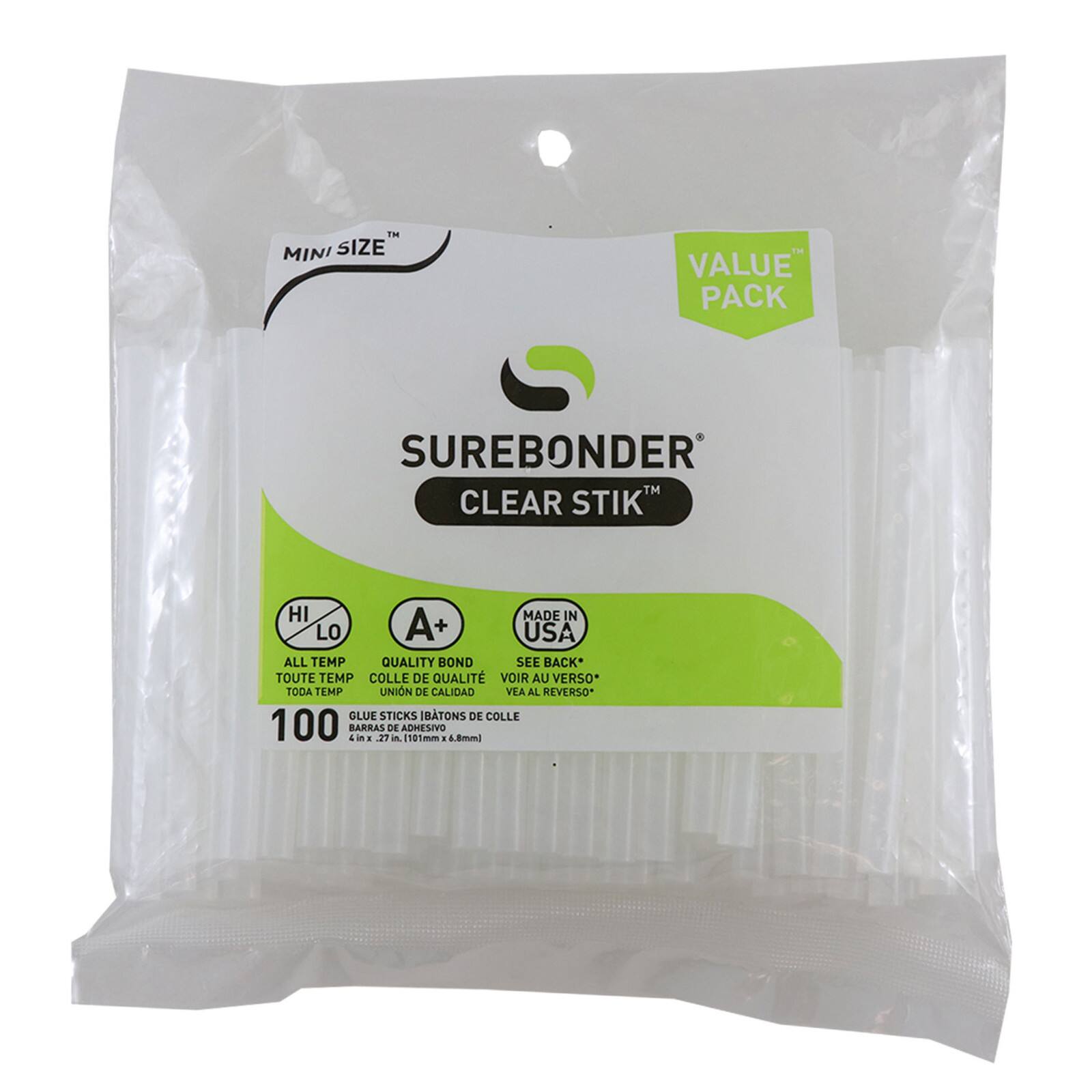 Surebonder® Clear Dual Temp Mini Glue Sticks, 2 Packs of 100