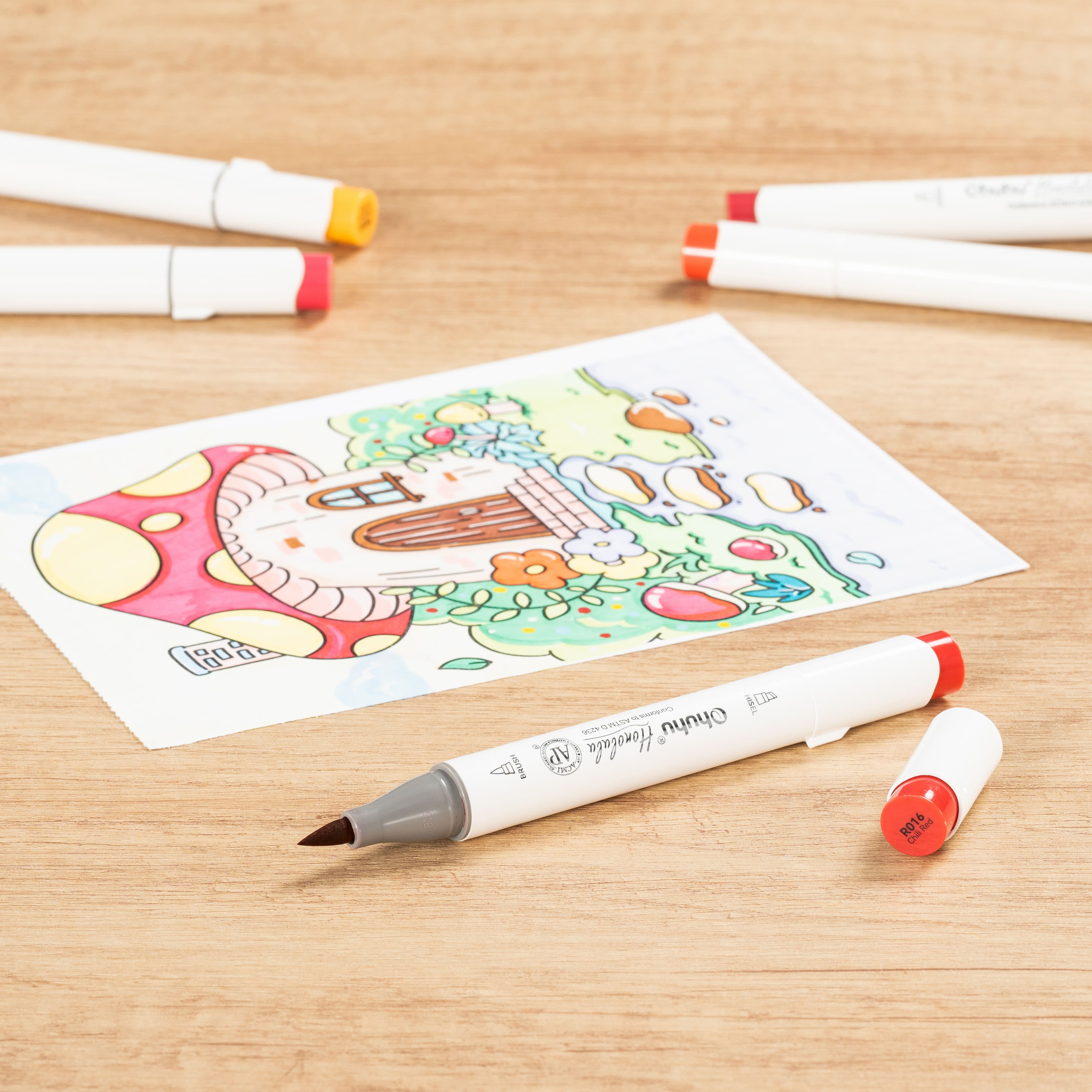 Ohuhu&#xAE; Honolulu Brush &#x26; Chisel Dual Tip Marker