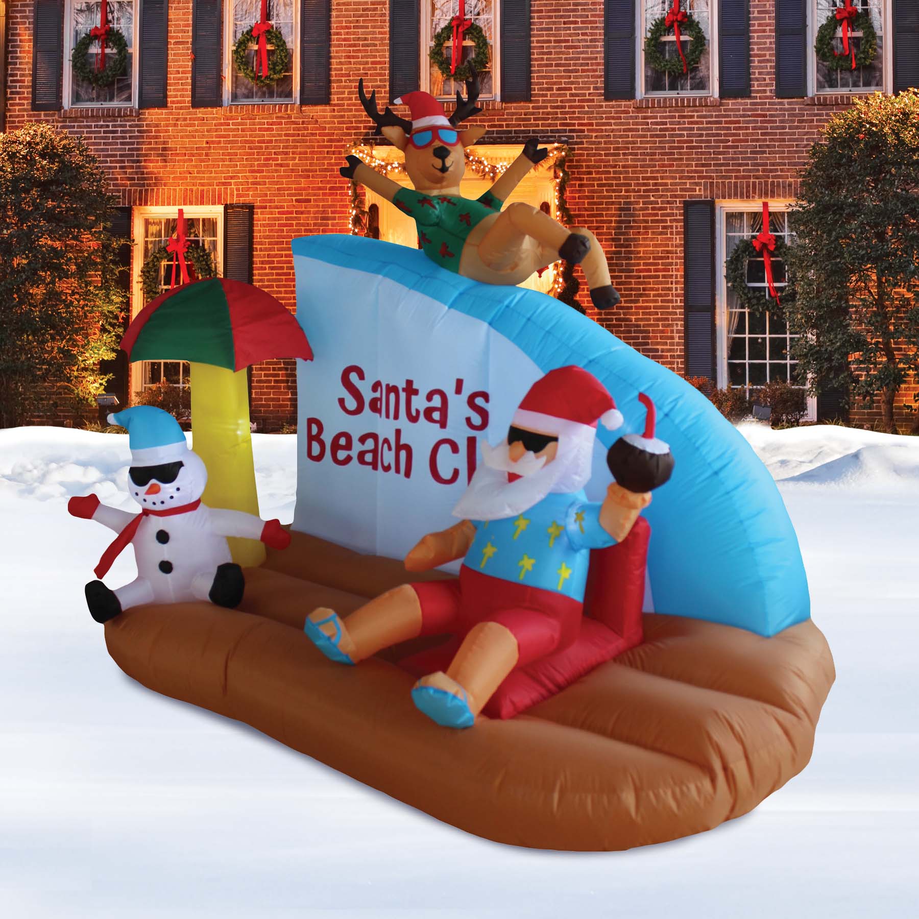 7ft. Inflatable Santa&#x27;s Beach Club