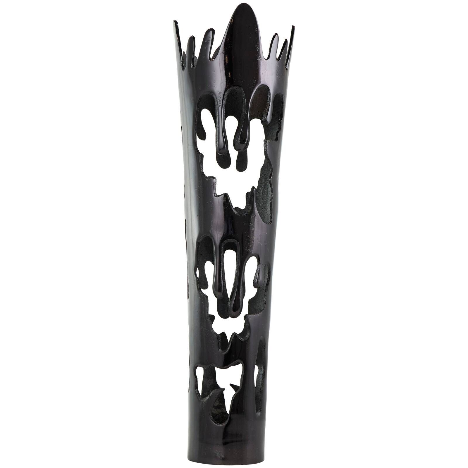 31" Black Aluminum Drip Vase with Melting Designed Body