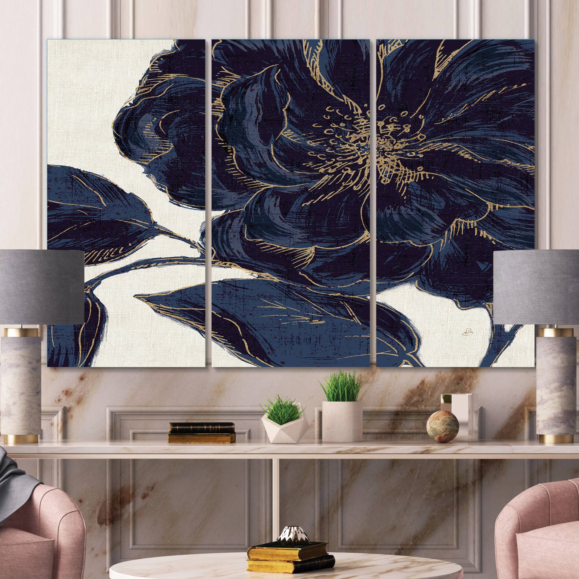 Designart - Dark Rose Gilded Gold - Floral Canvas Artwork