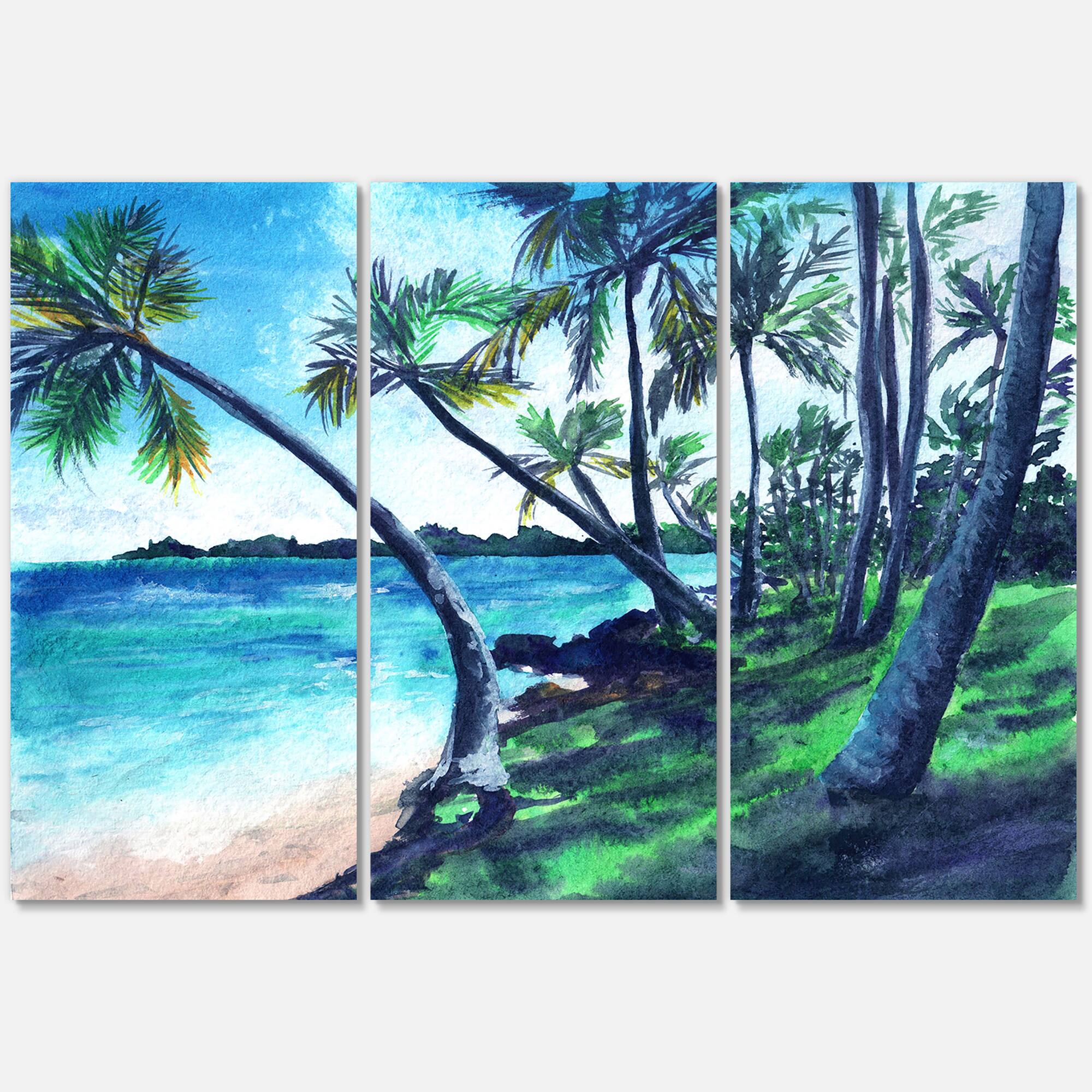 Designart - Tropical Beach In Summer Paradise - Nautical &#x26; Coastal Canvas Wall Art Print