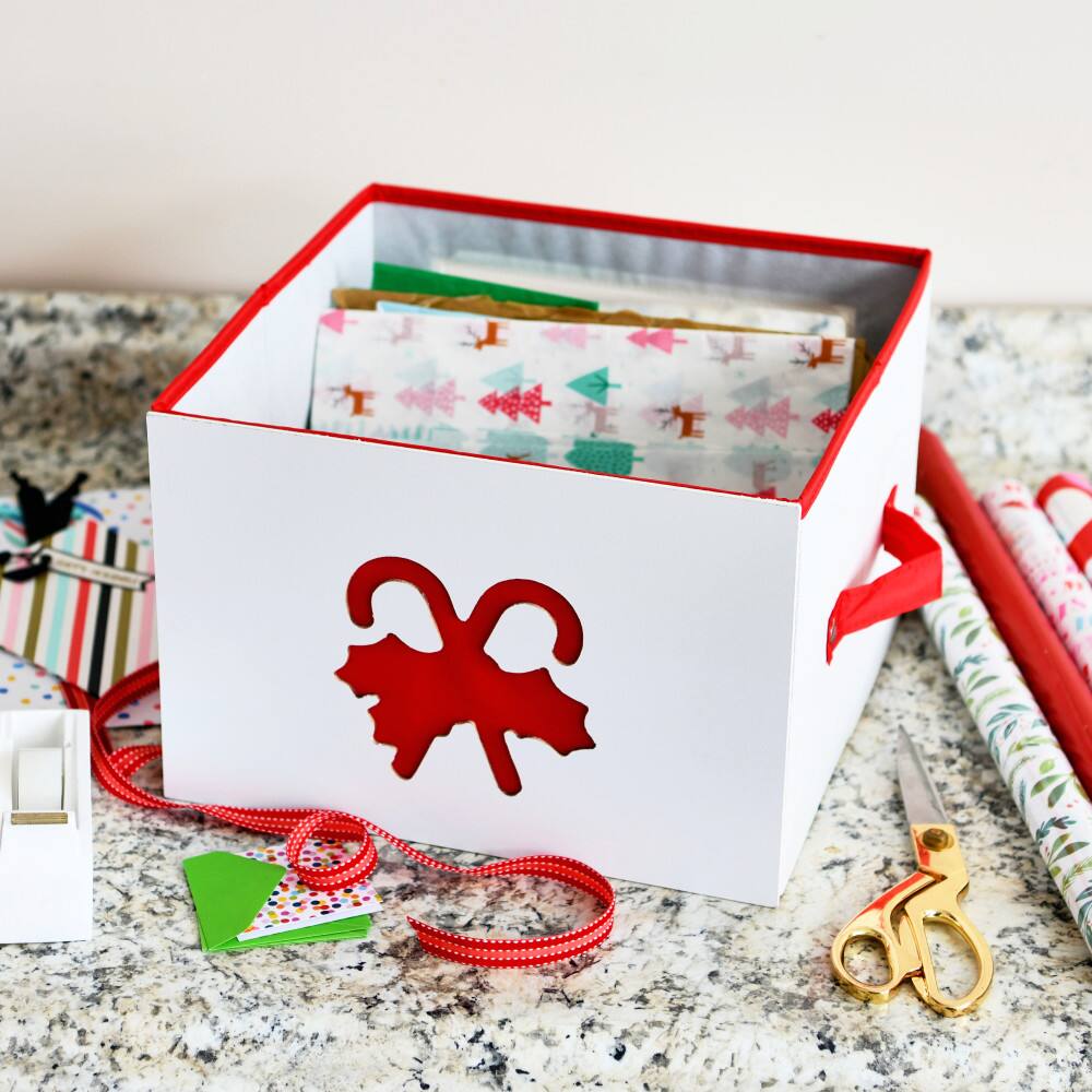 Household Essentials Red Candy Cane Storage Box