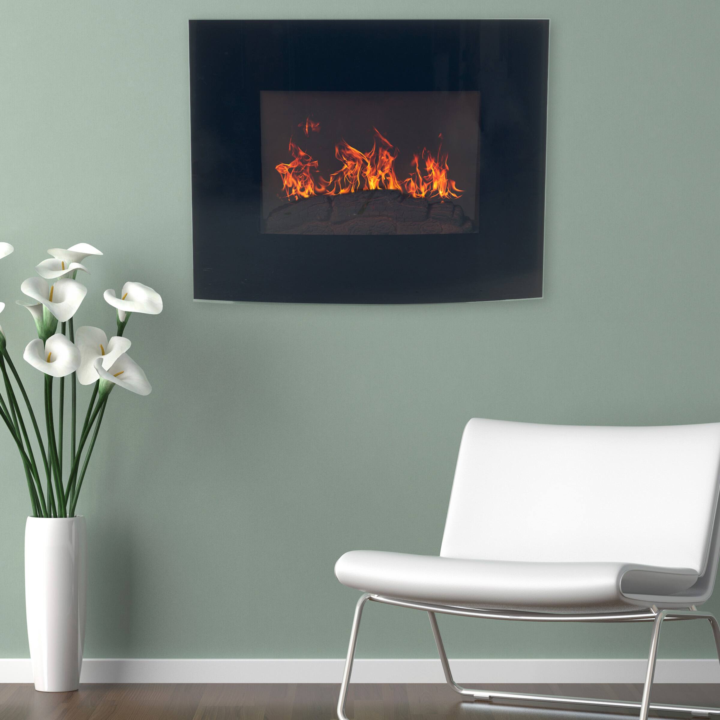 Hastings Home 25.5&#x22; Black Curved Electric Fireplace