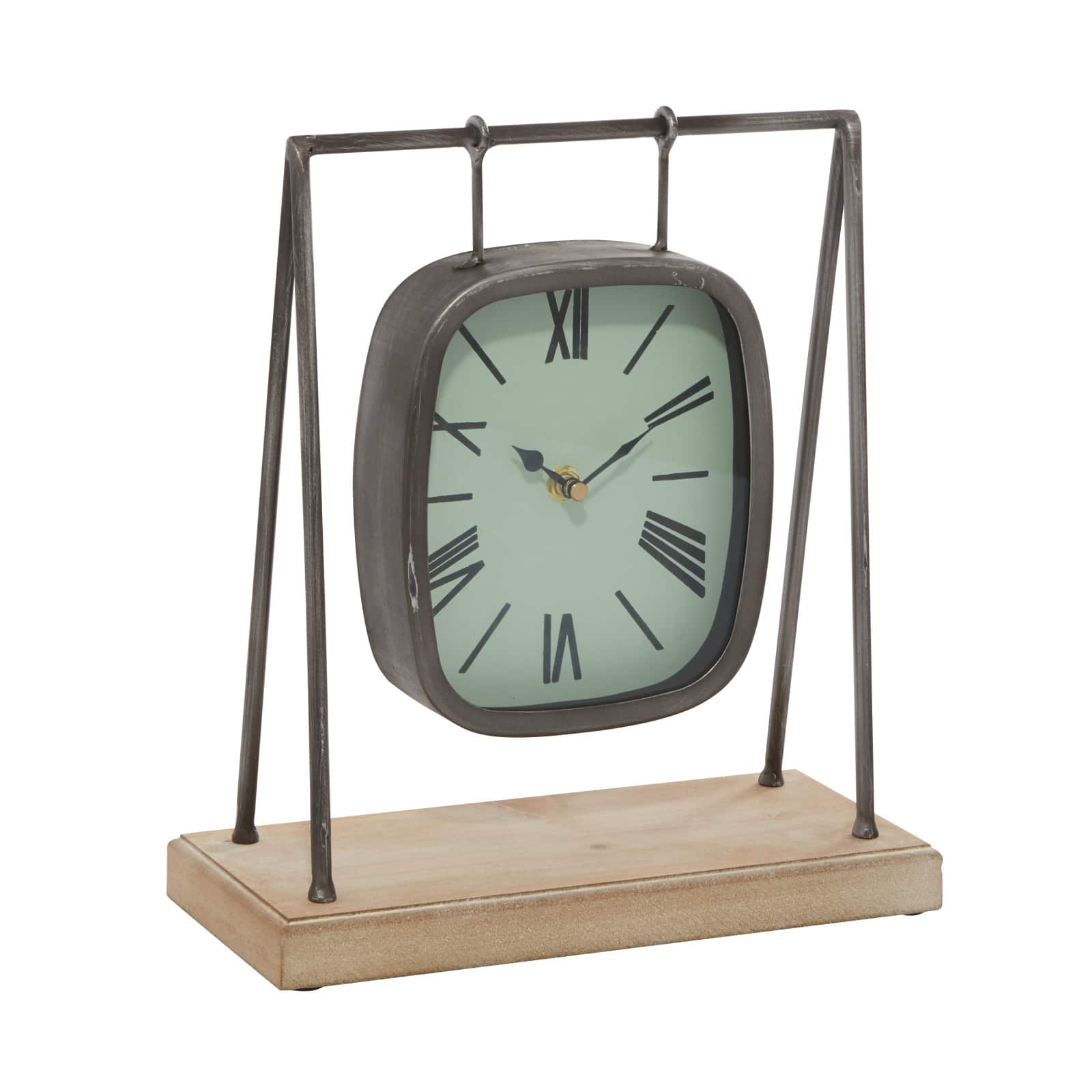 12&#x22; Gray Wood Farmhouse Swing Clock