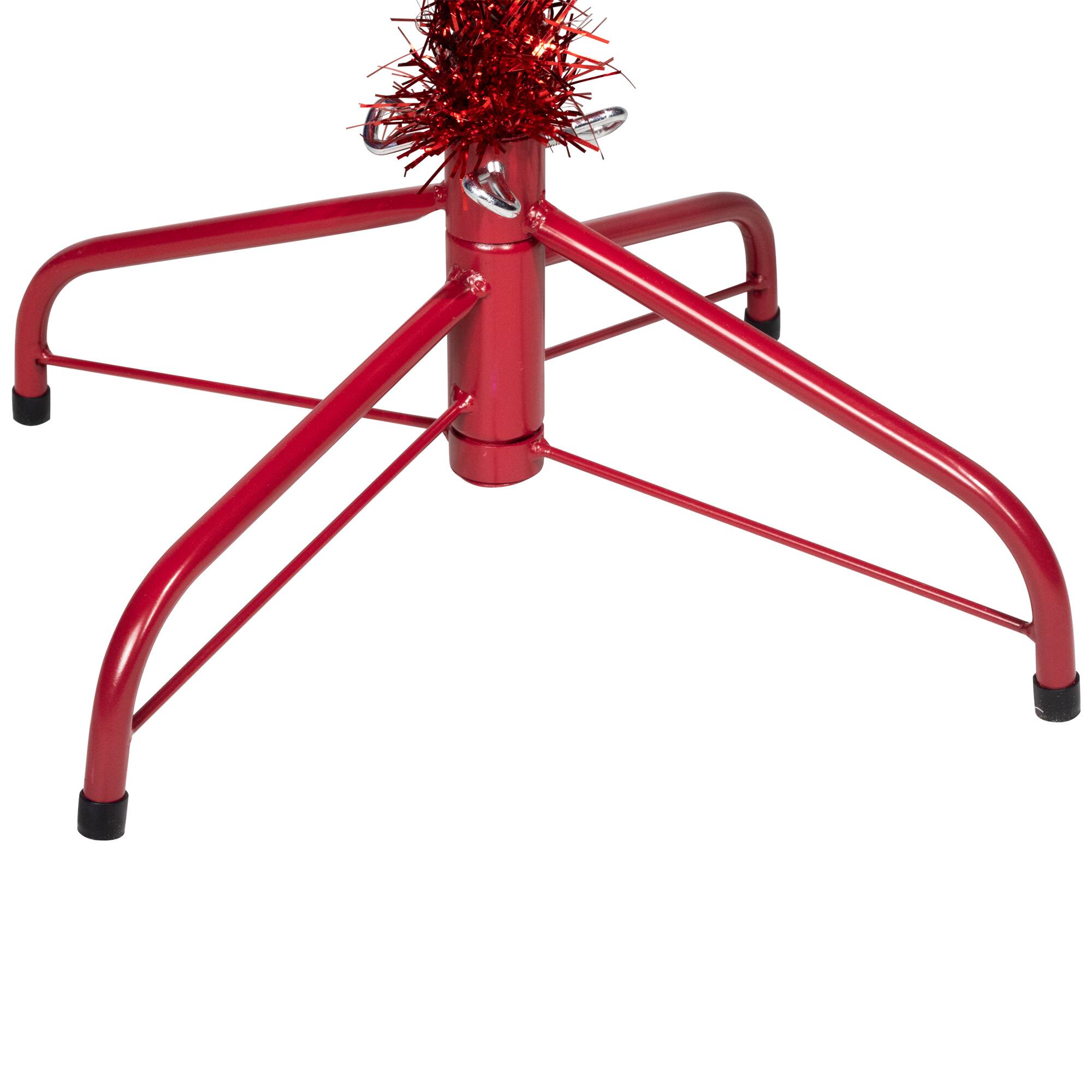 7ft. Pre-Lit Red Artificial Tinsel Christmas Tree, Clear Lights