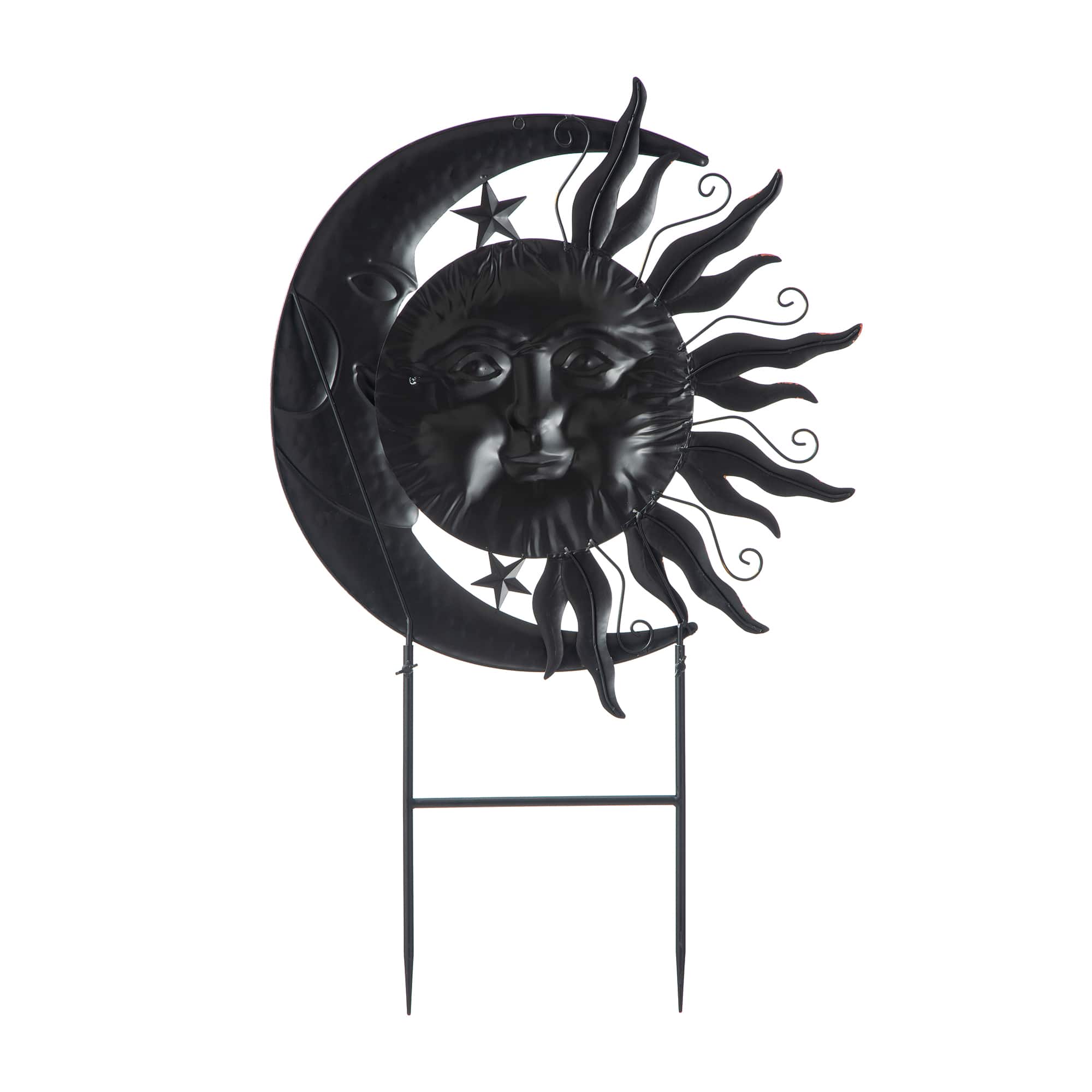 Glitzhome® 3ft. Metal Sun & Moon Yard Stake or Wall Décor
