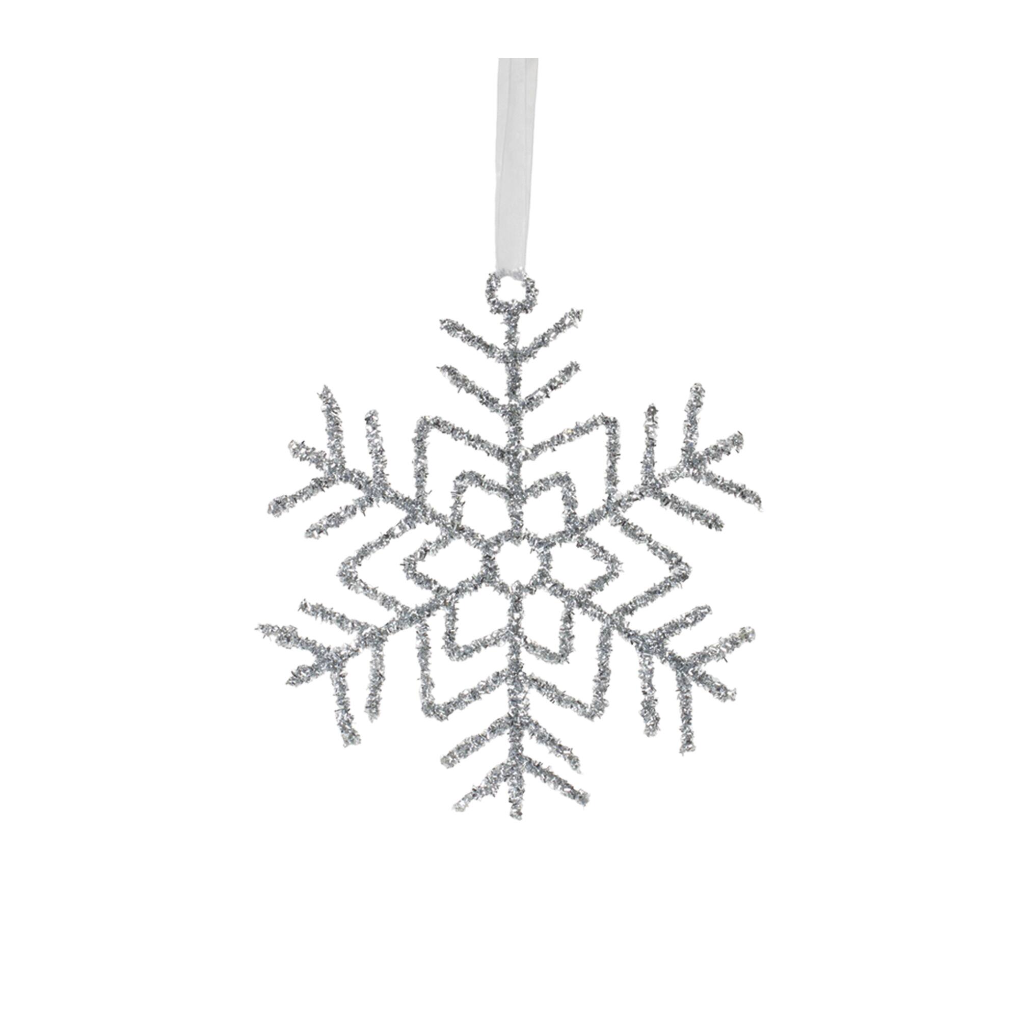 Glittered Silver Snowflake Wire Ornament Set