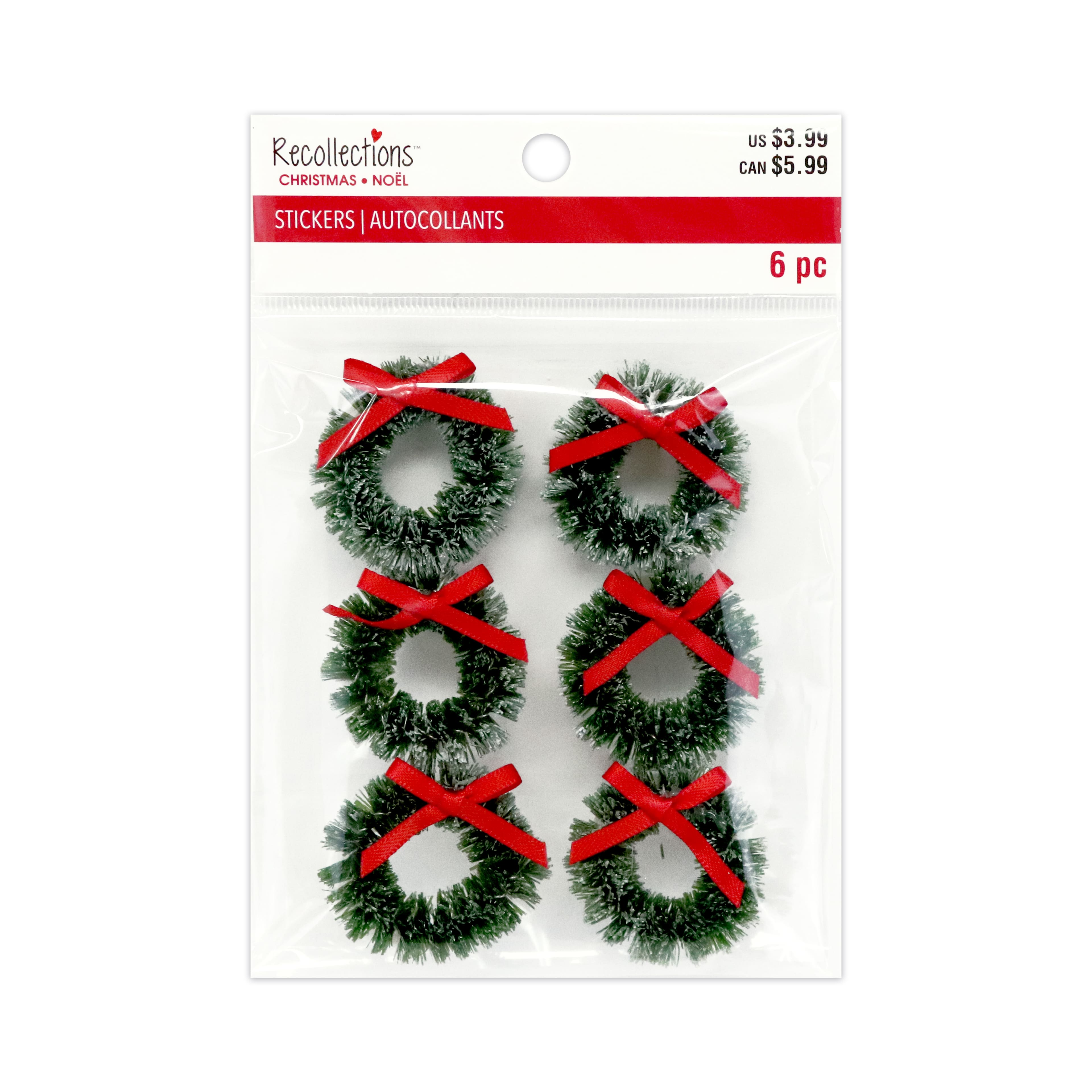 Green &#x26; Red Wreath Dimensional Stickers by Recollections&#x2122;