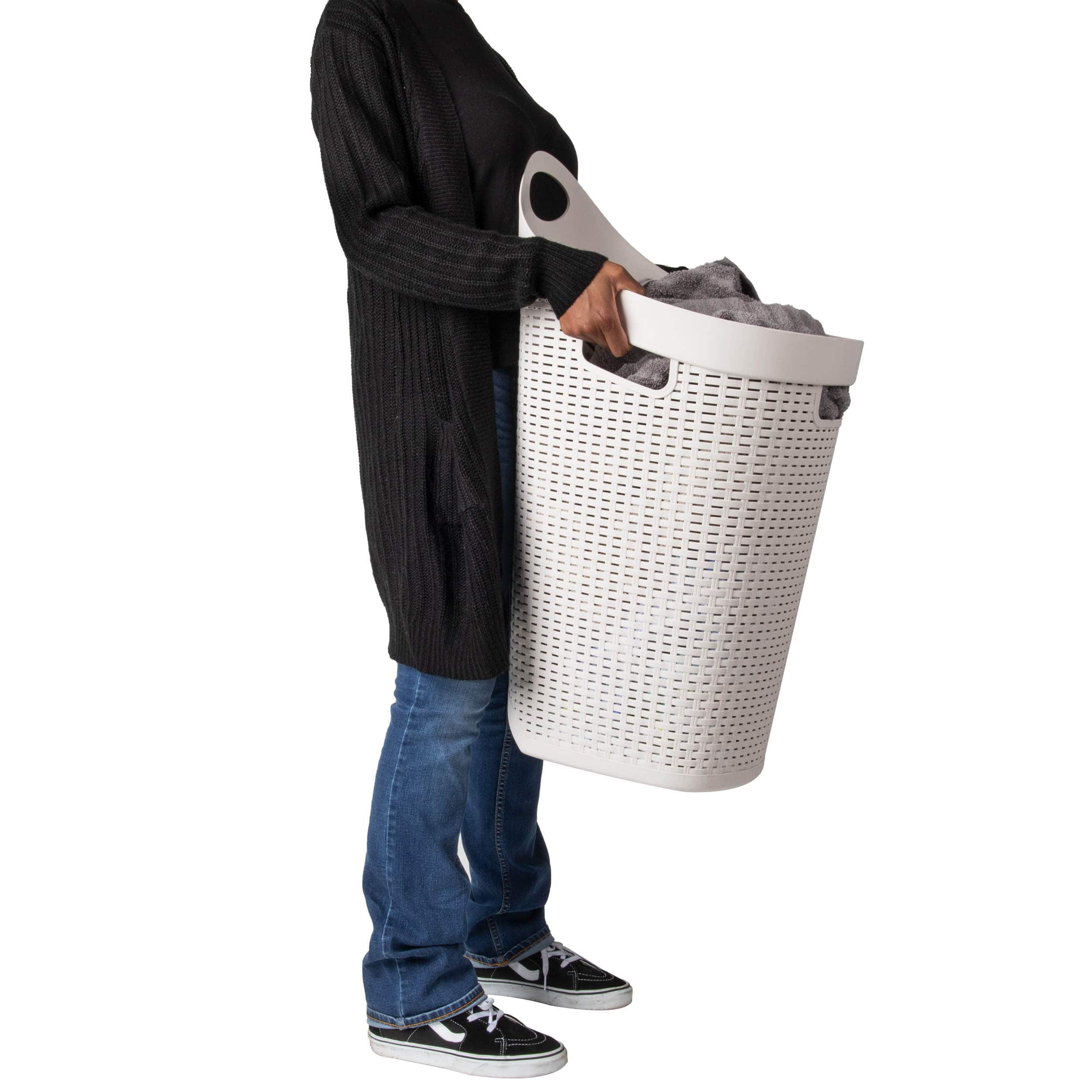 Mind Reader 60L Wheeled Hamper with Cutout Handle