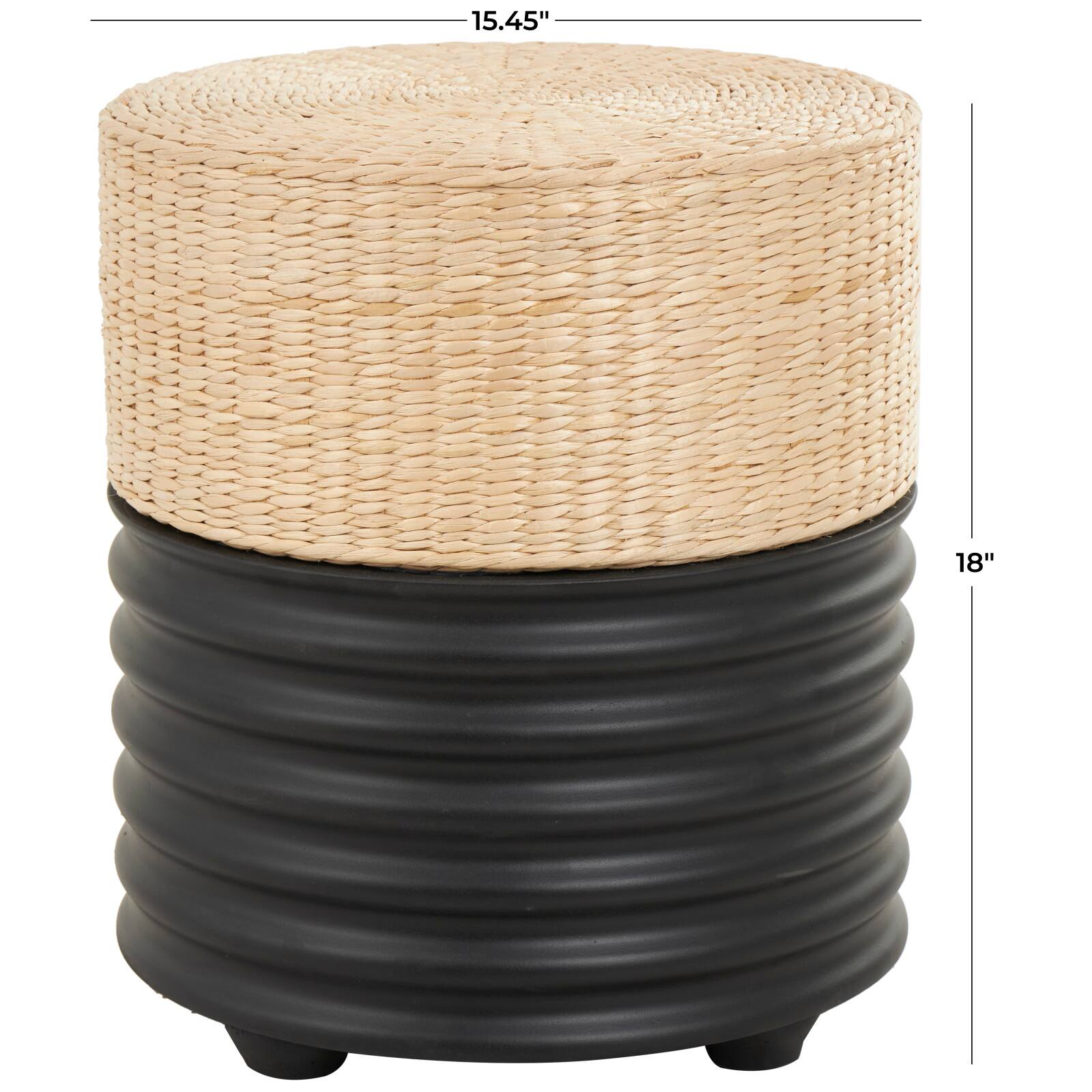 18&#x22; Two-Toned Stool with Seagrass Top