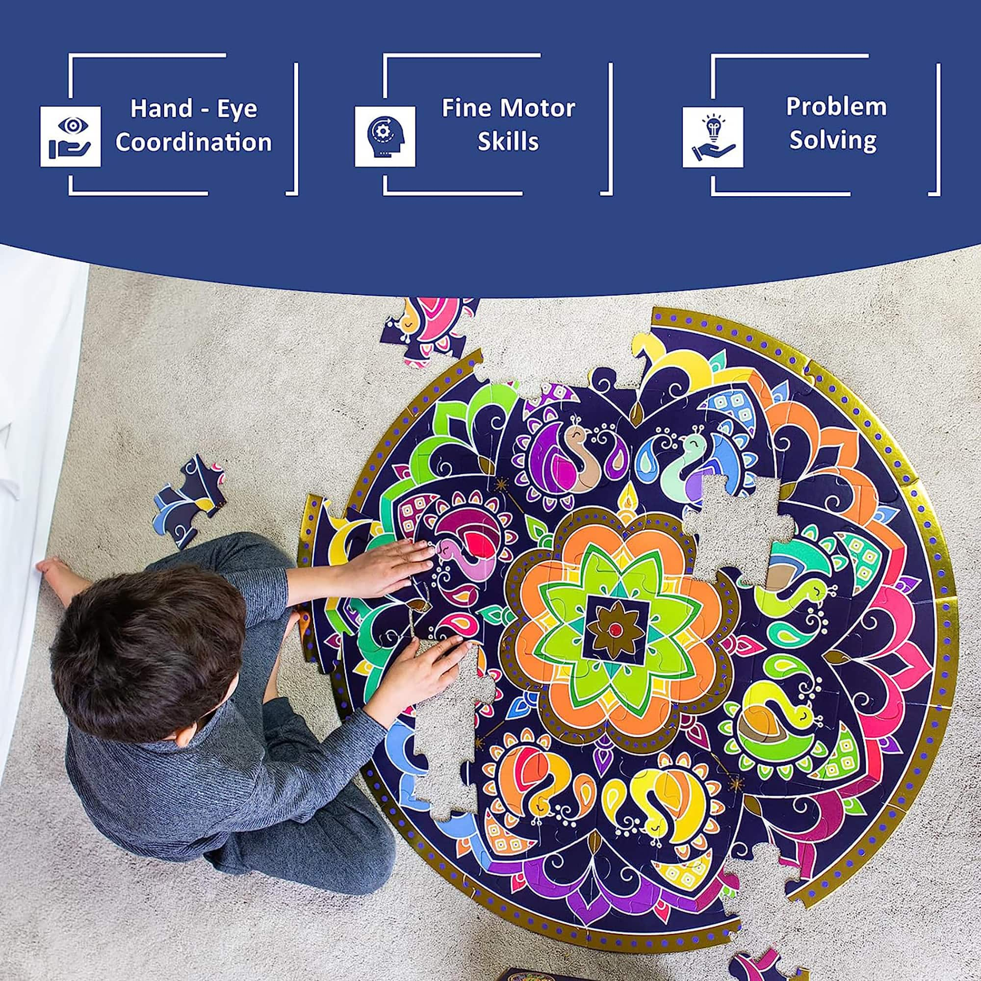 Kulture Khazana Rangoli Mandala 48 Piece Floor Puzzle