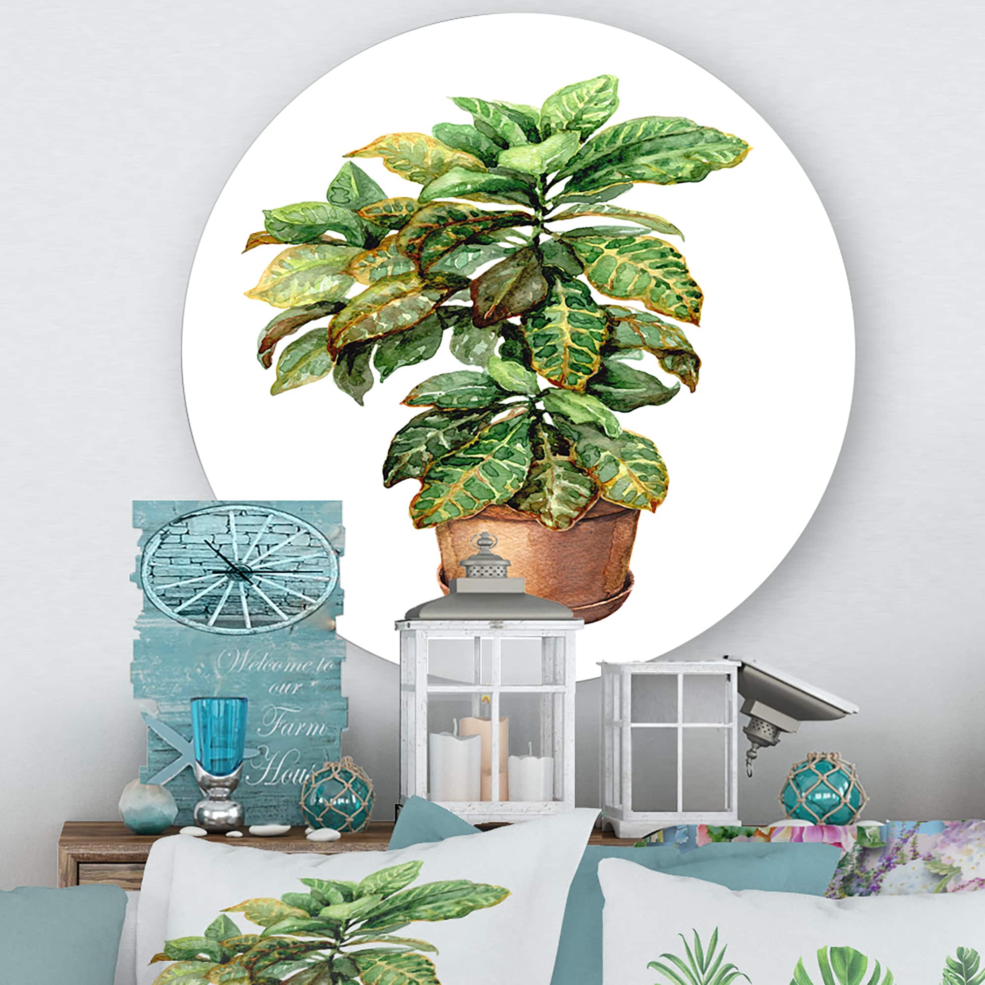 Designart - Croton In Clay Flowerpot