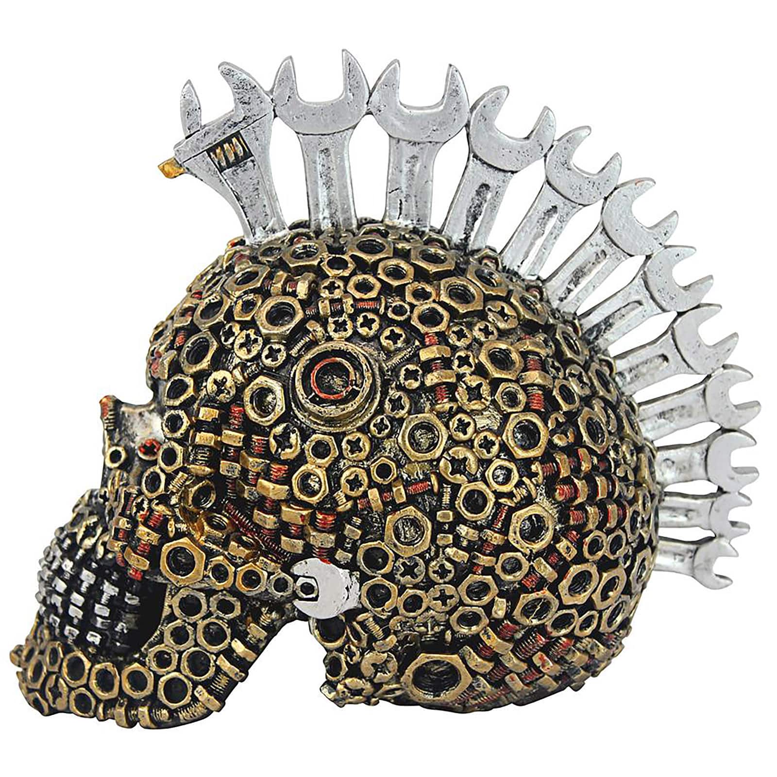 Design Toscano 5.5&#x22; Gear Head Nuts &#x26; Bolts Motor Skull Statue