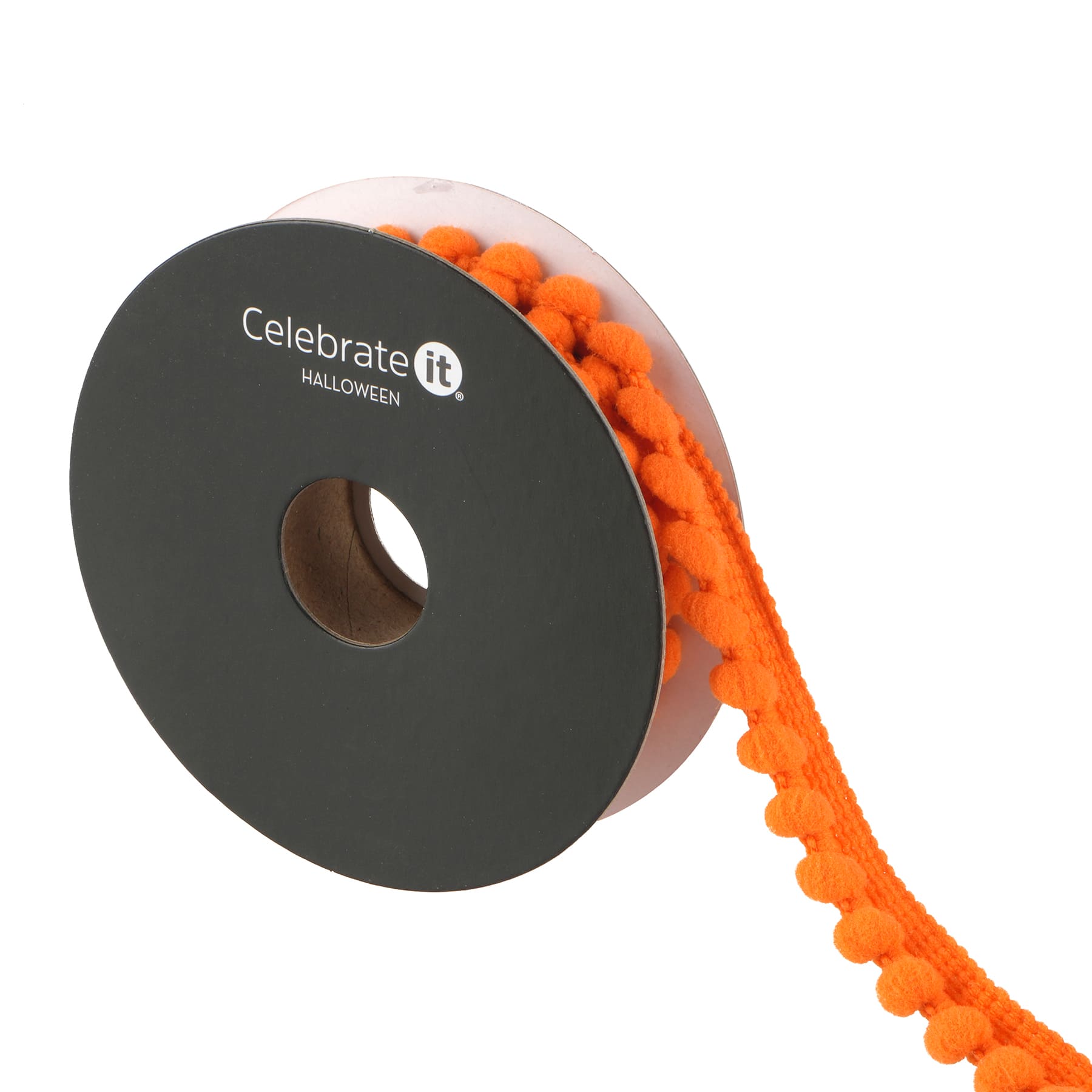 3/8&#x22; x 3yd. Orange Pom Pom Ribbon by Celebrate It&#xAE; Halloween