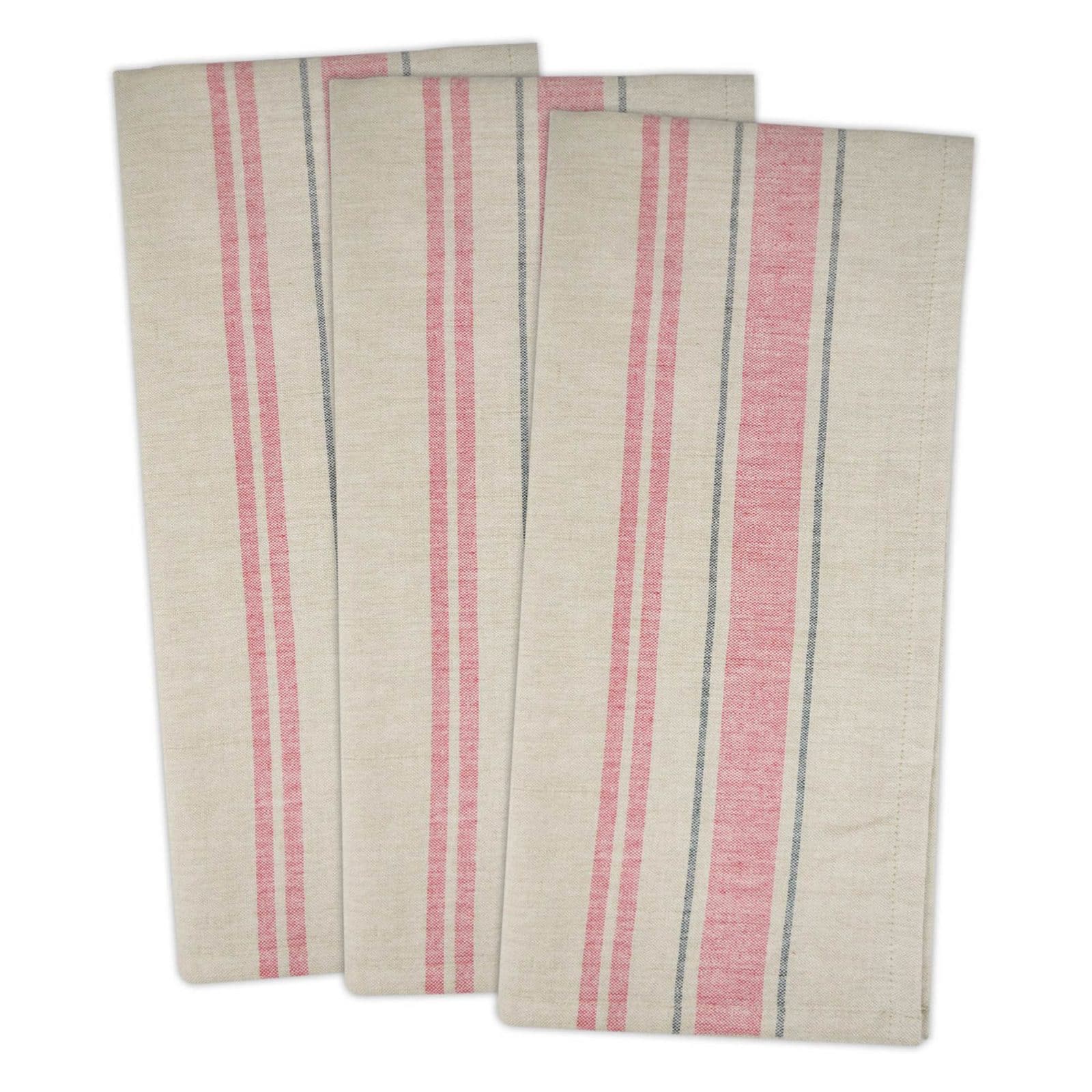 DII® Red French Stripe Woven Dishtowel, 3ct.