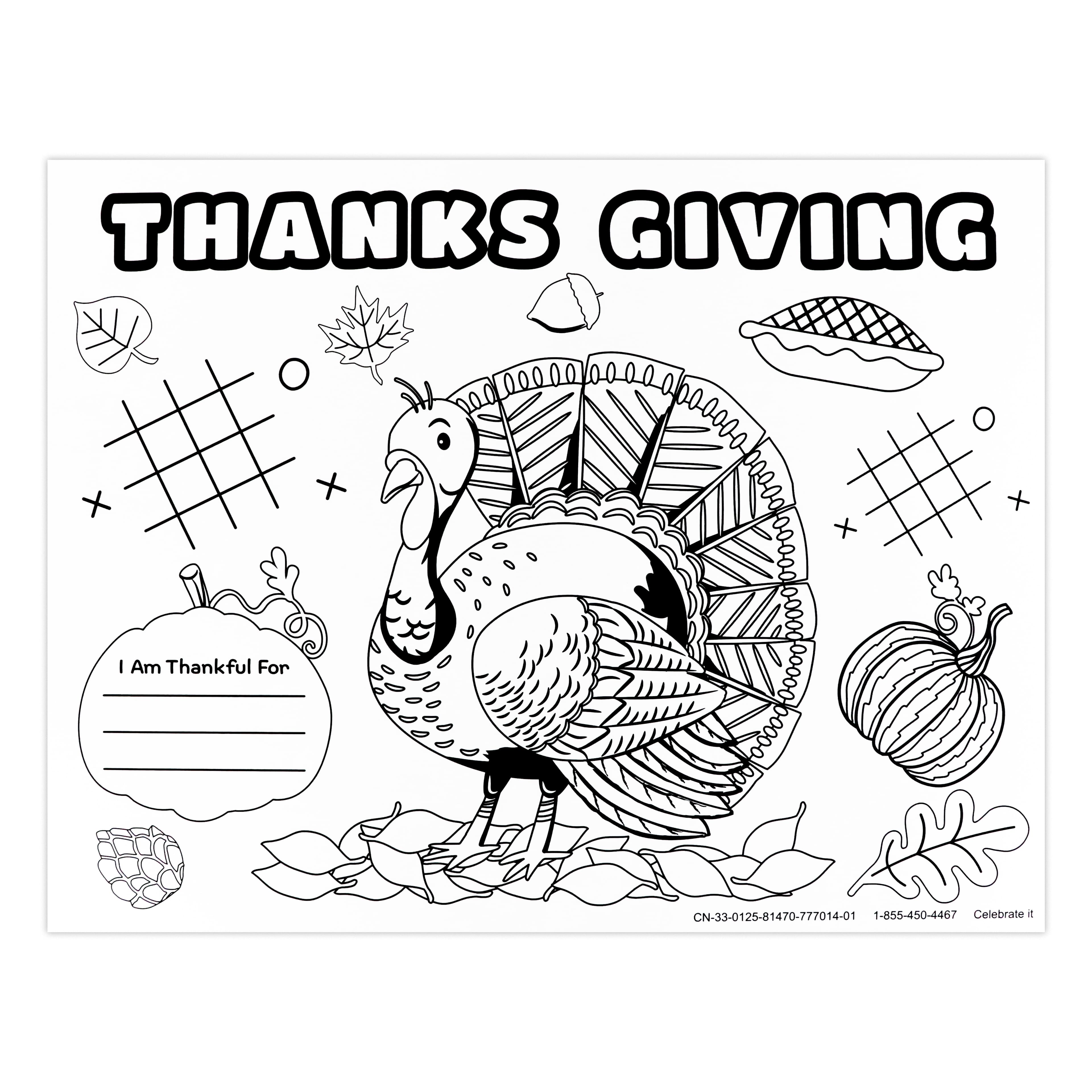 14" x 11" Thanksgiving Color-In Paper Placemats, 12ct. by Celebrate It™