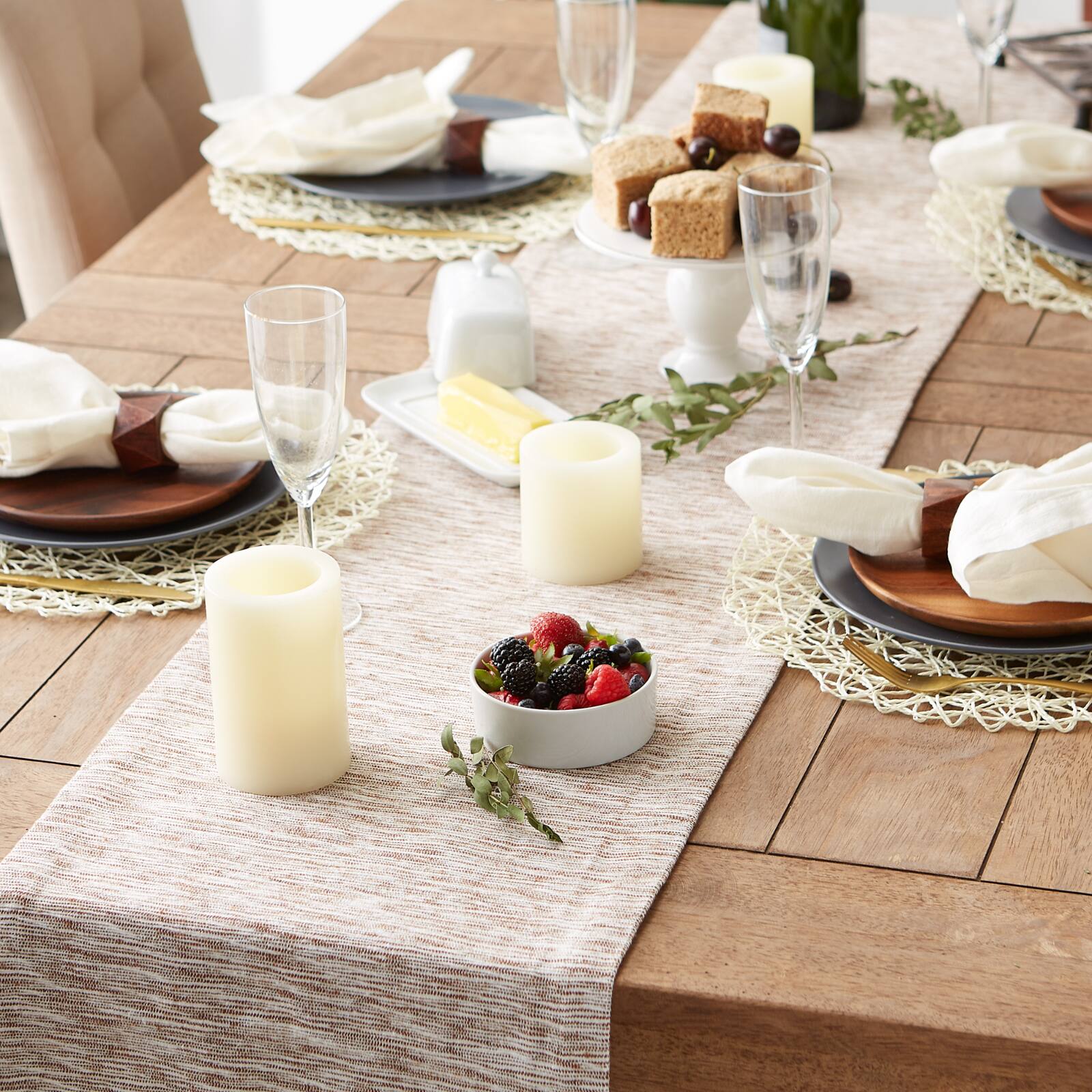 DII® 72" Tonal Recycled Cotton Slubby Rib Table Runner