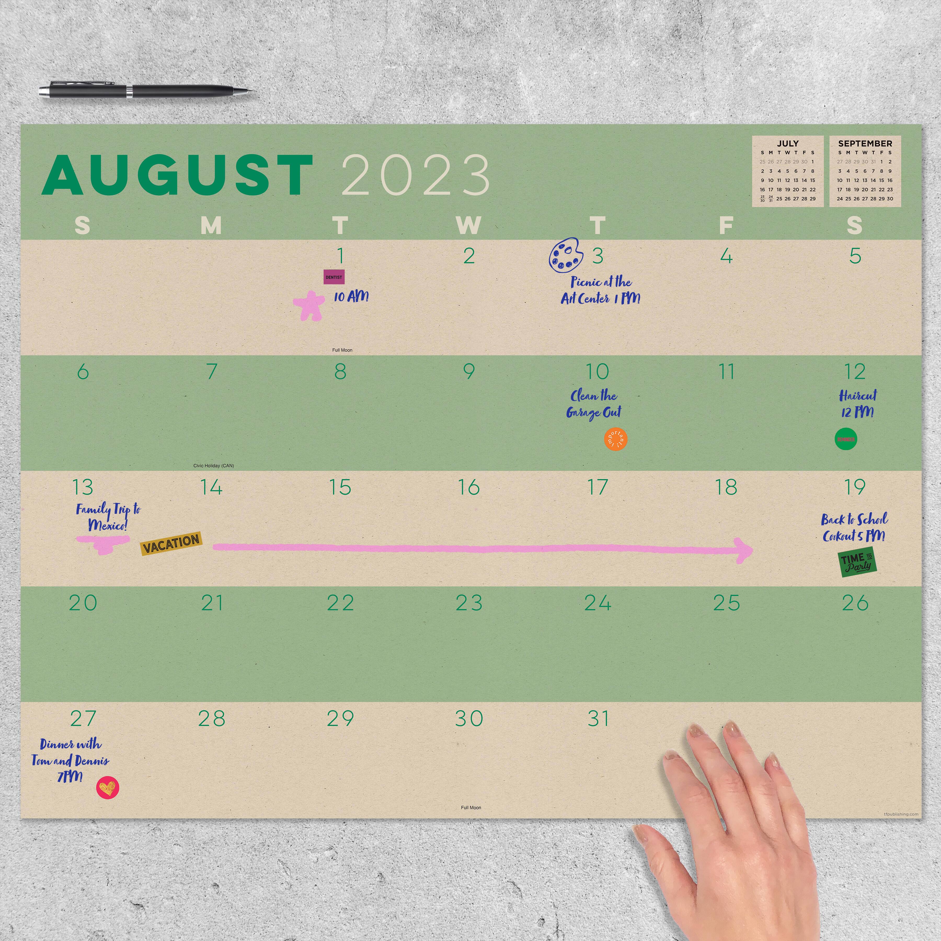 TF Publishing 2023 - 2024 Kraft Large Desk Pad Monthly Blotter Calendar