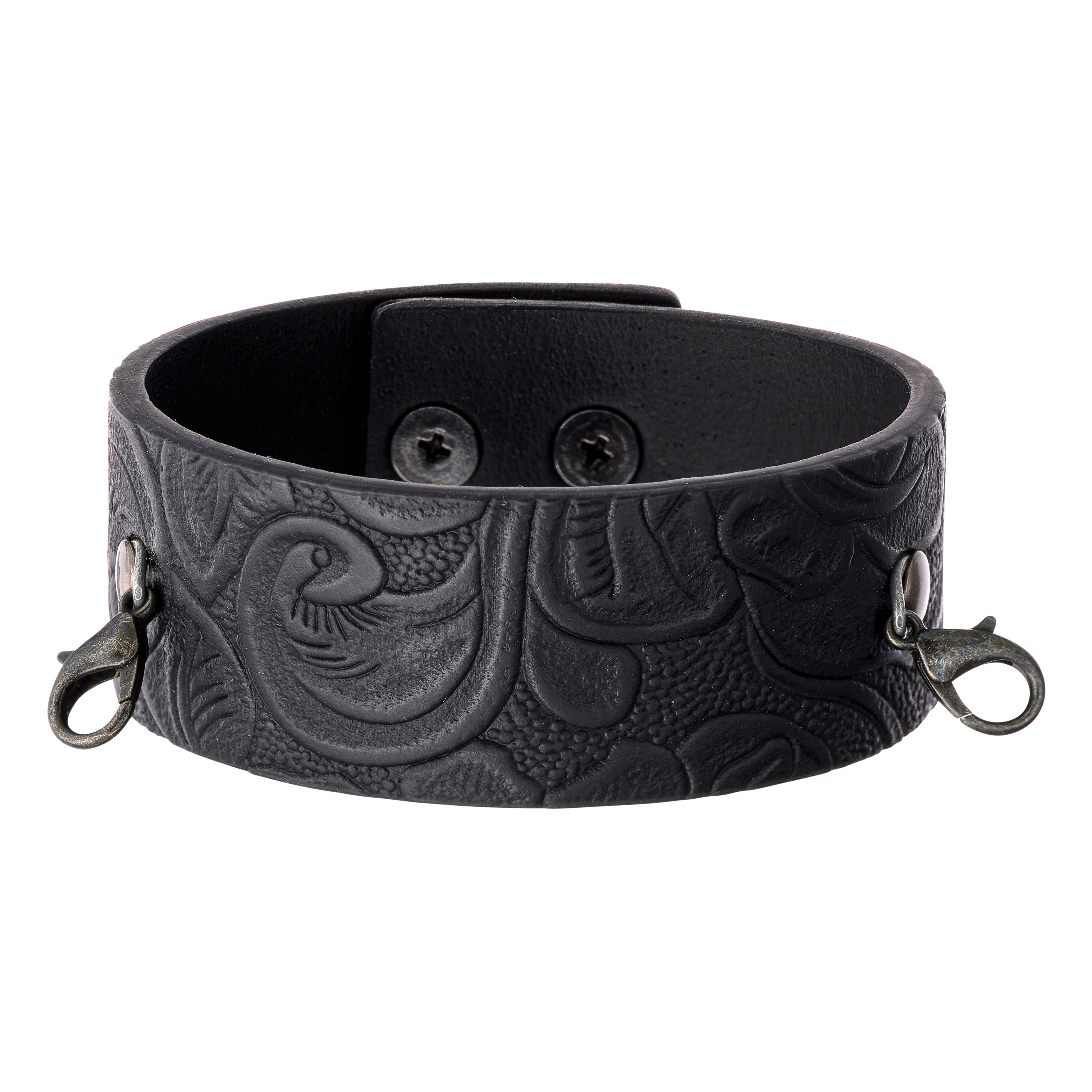 Blue Moon&#xAE; Beads ShortCuts&#x2122; Faux Leather Bracelet Cuff, Embossed Black