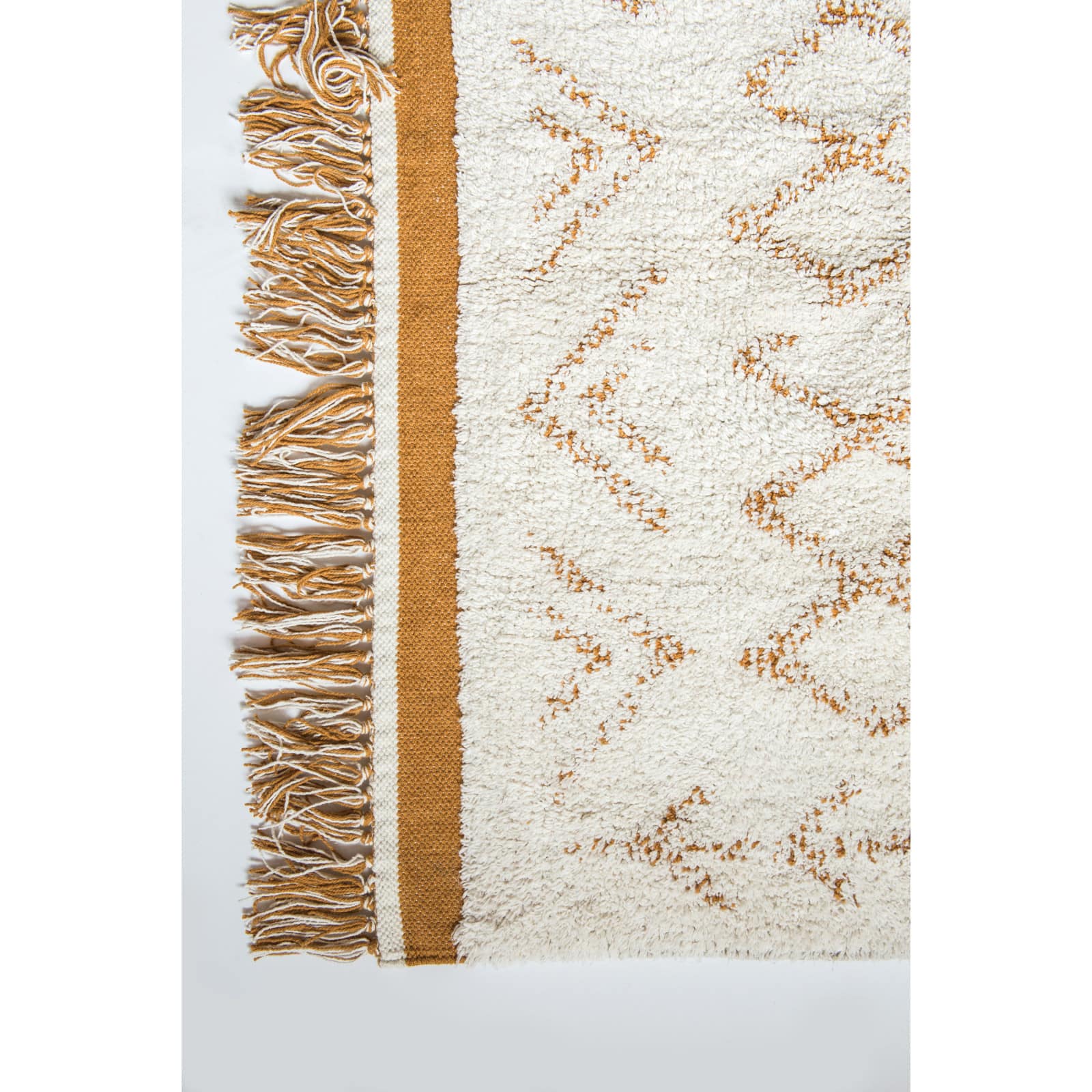 Hello Honey® Natural & Mustard Cotton Tufted Rug with Fringe, 4ft. x 6ft.