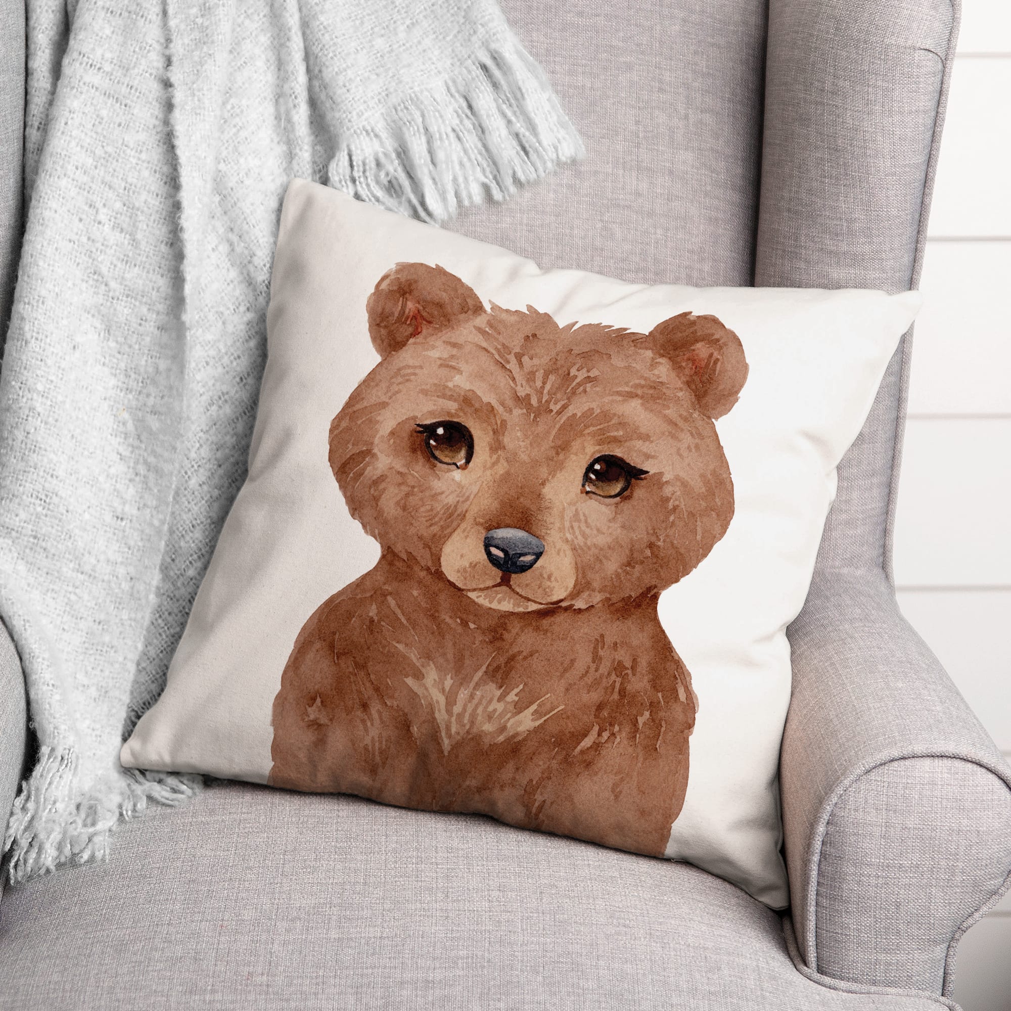 Baby Bear 18" x 18" Throw Pillow