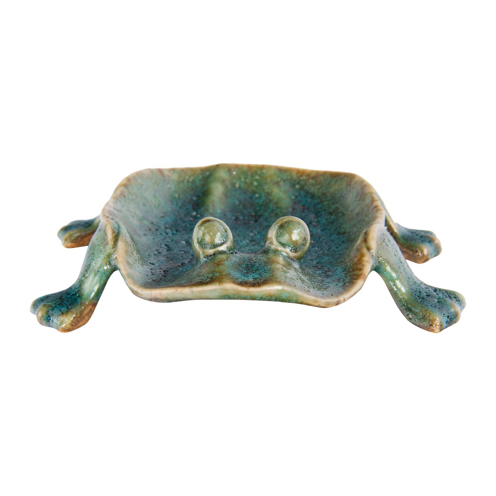 Hello Honey® Green Glazed Footed Frog Dish