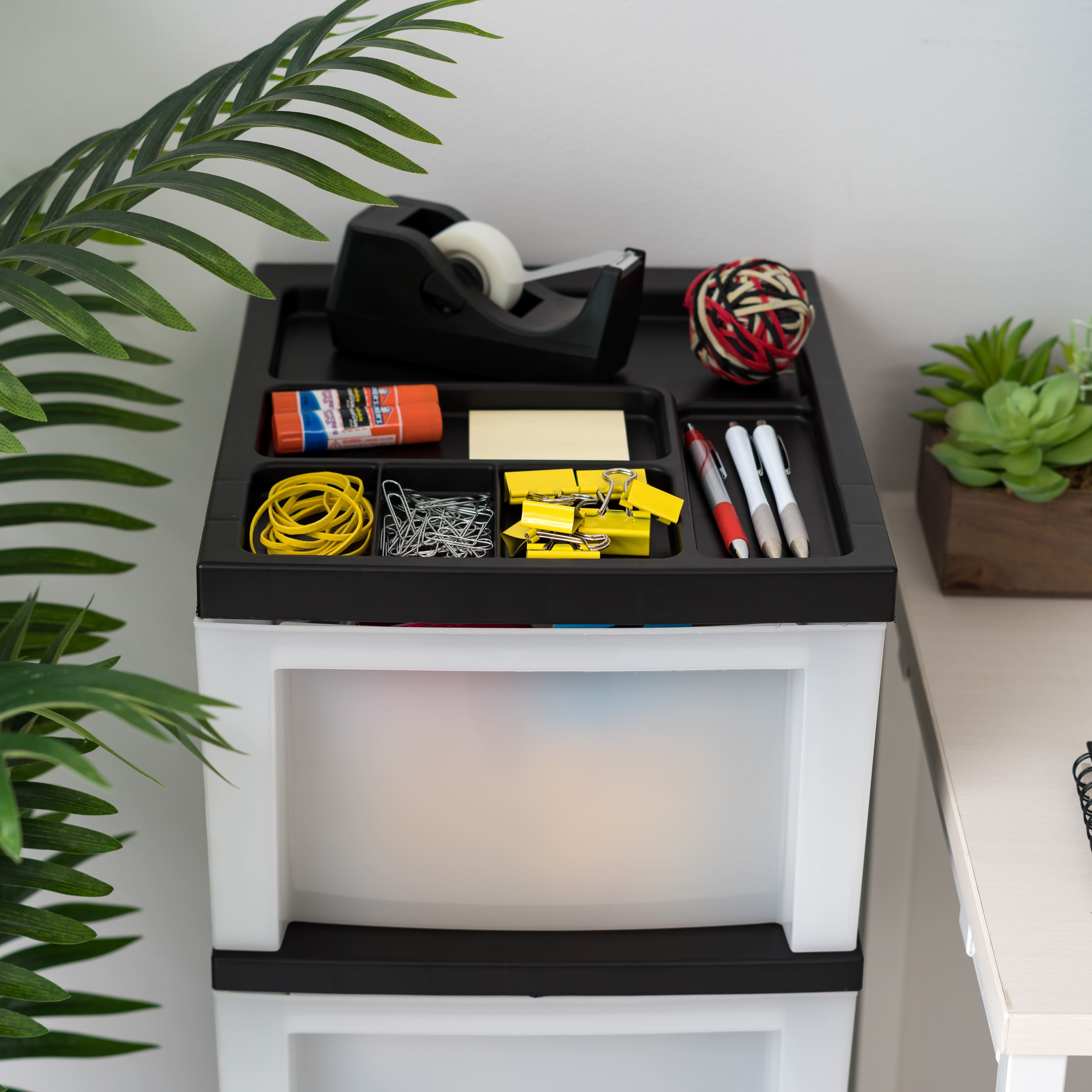 IRIS Black 4-Drawer Medium Cart With Organizer Top